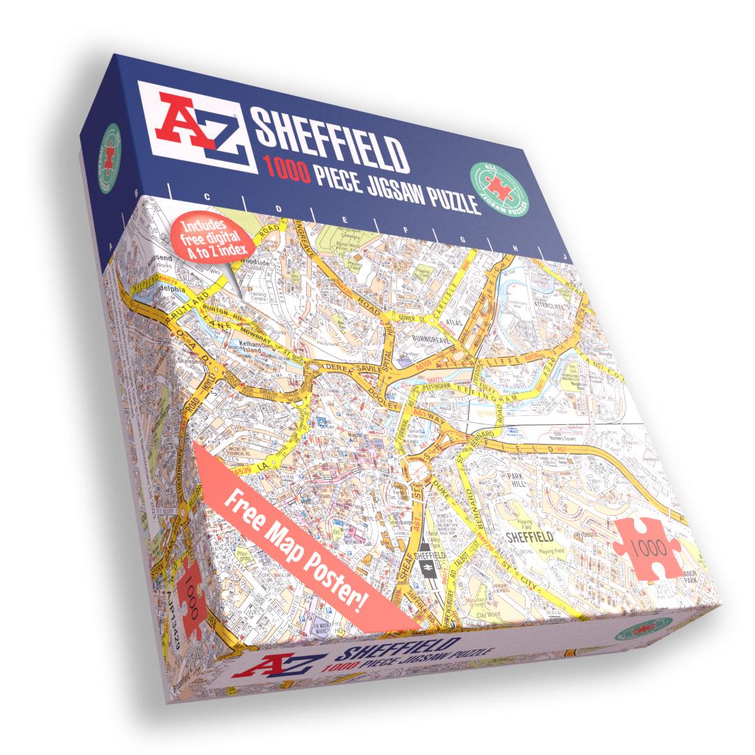 A to Z Map of Sheffield 1000 Piece Jigsaw Puzzle – Collins Street Map with Guide Print and Full Index