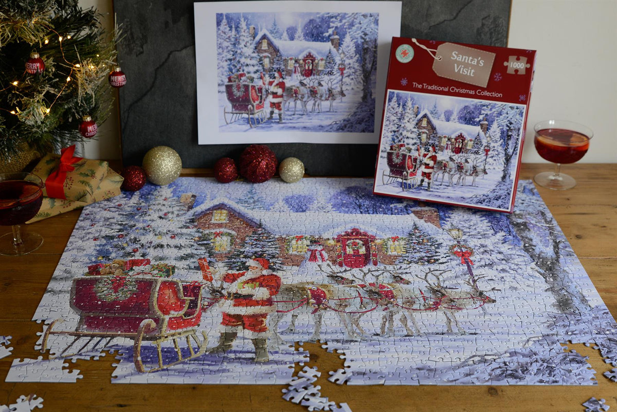 All Jigsaw Puzzles Santa's Visit 1000 Piece Jigsaw Puzzle – Nostalgic Christmas Scene, Festive Gift