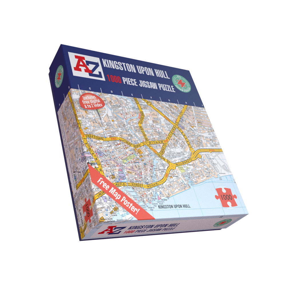 A to Z Map of Kingston upon Hull 1000 Piece Jigsaw Puzzle – Collins Street Map with Guide Print and Index