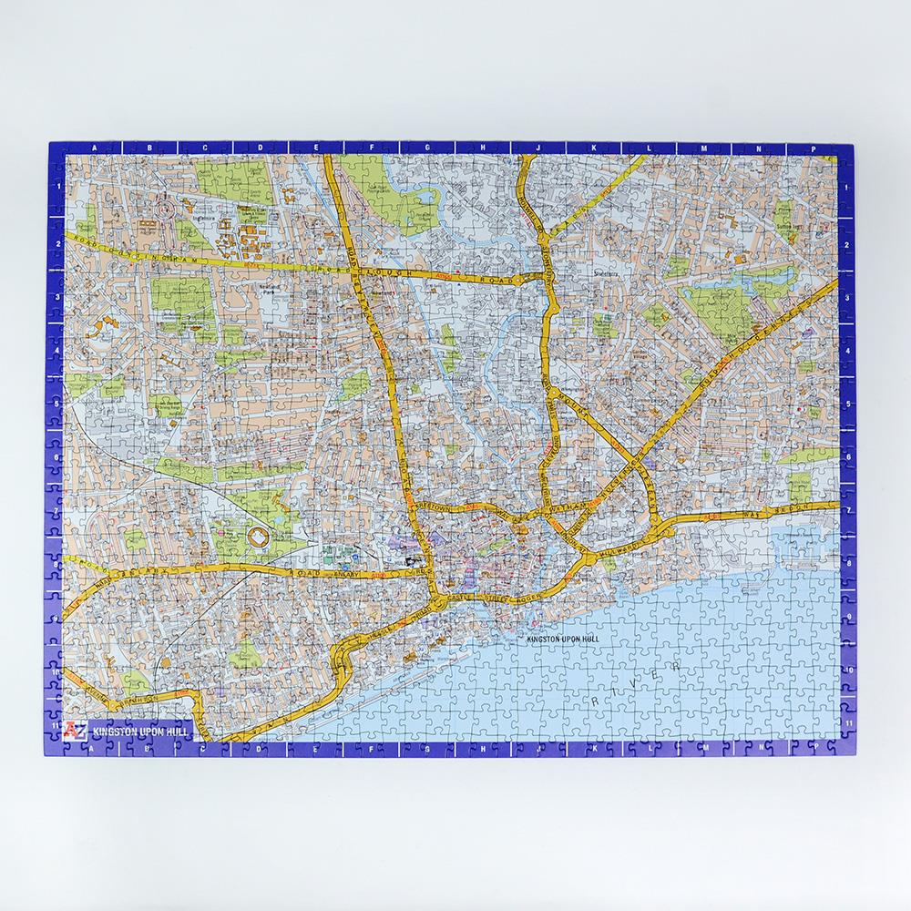 A to Z Map of Kingston upon Hull 1000 Piece Jigsaw Puzzle – Collins Street Map with Guide Print and Index