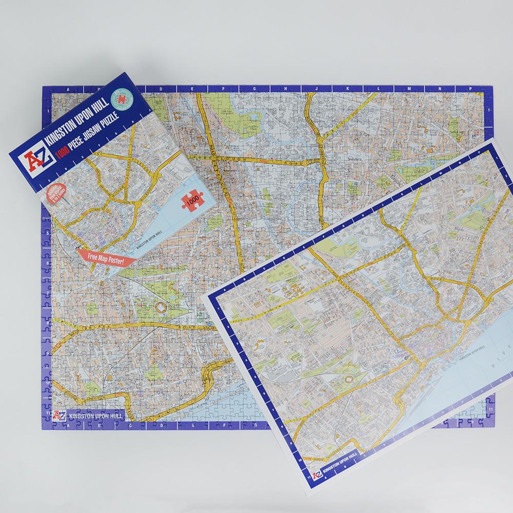 A to Z Map of Kingston upon Hull 1000 Piece Jigsaw Puzzle – Collins Street Map with Guide Print and Index