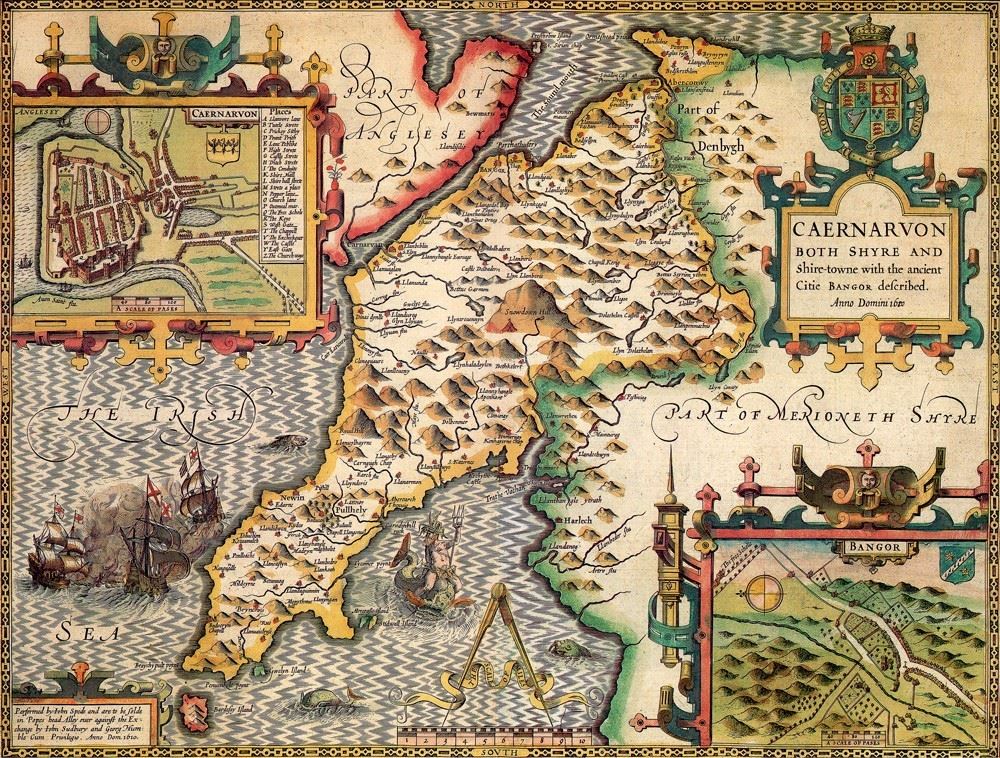 John Speed Caernarfonshire Historical Map 1000 Piece Jigsaw Puzzle (1610) with Free A3 Guide Print