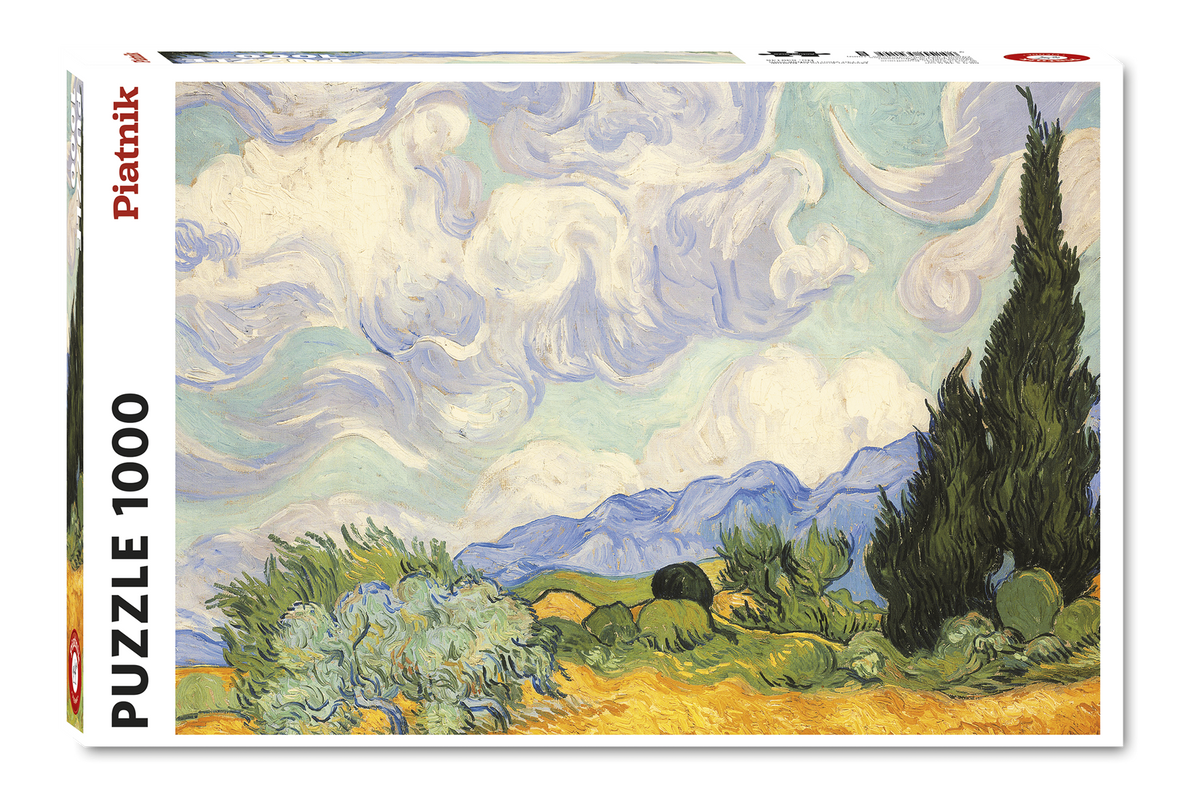 Piatnik Van Gogh A Wheatfield with Cypresses 1000 Piece Jigsaw Puzzle – Famous Art Puzzle