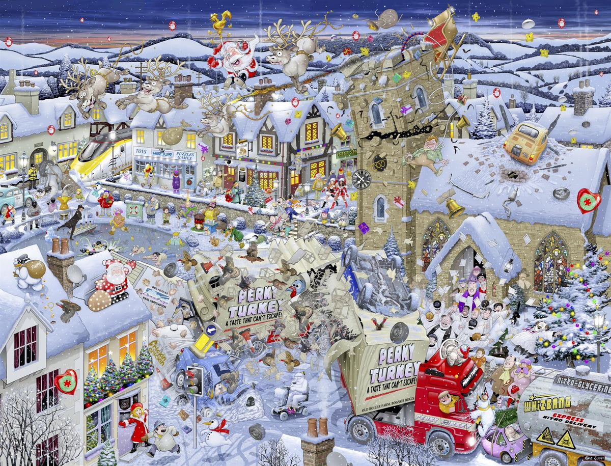 I Love Christmas by Mike Jupp 1000 Piece Jigsaw Puzzle – Humorous Festive Illustration, Christmas Gift
