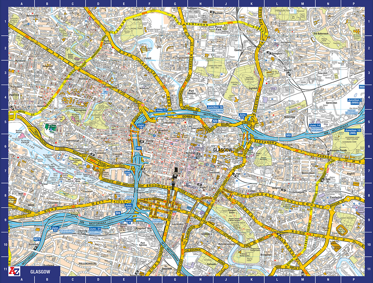 A to Z Map of Glasgow 1000 Piece Jigsaw Puzzle with Guide Print & Full Index – Collins Street Map Gift