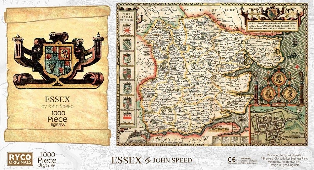 John Speed Essex Historical Map 1000 Piece Jigsaw Puzzle (1610) with A3 Guide Print – Antique Map