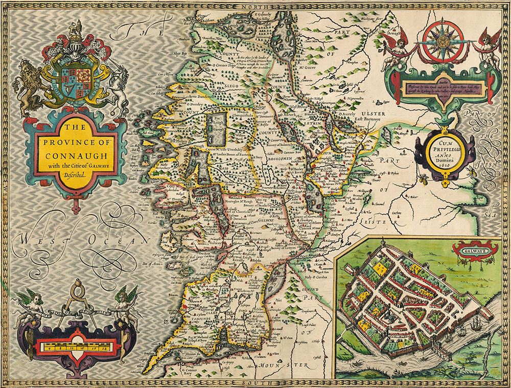 John Speed Connaugh Historical Map 1000 Piece Jigsaw Puzzle (1610) with A3 Guide Print – Antique Map