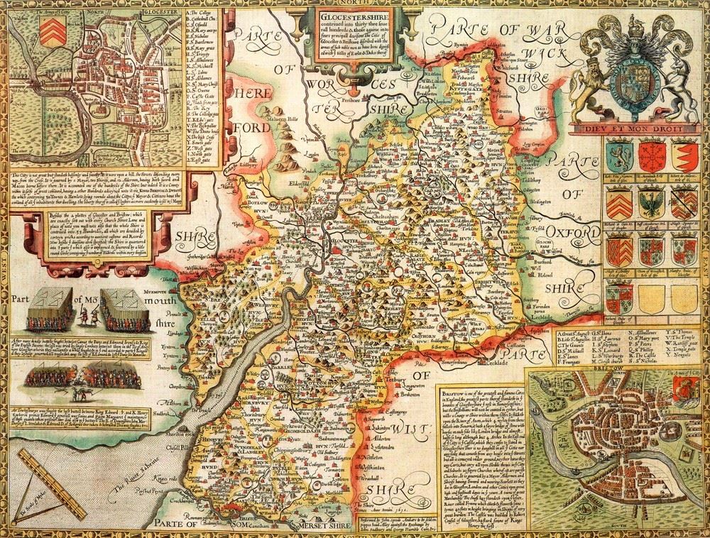 John Speed Gloucestershire Historical Map 1000 Piece Jigsaw Puzzle with Free A3 Print – 1610 Atlas County Map