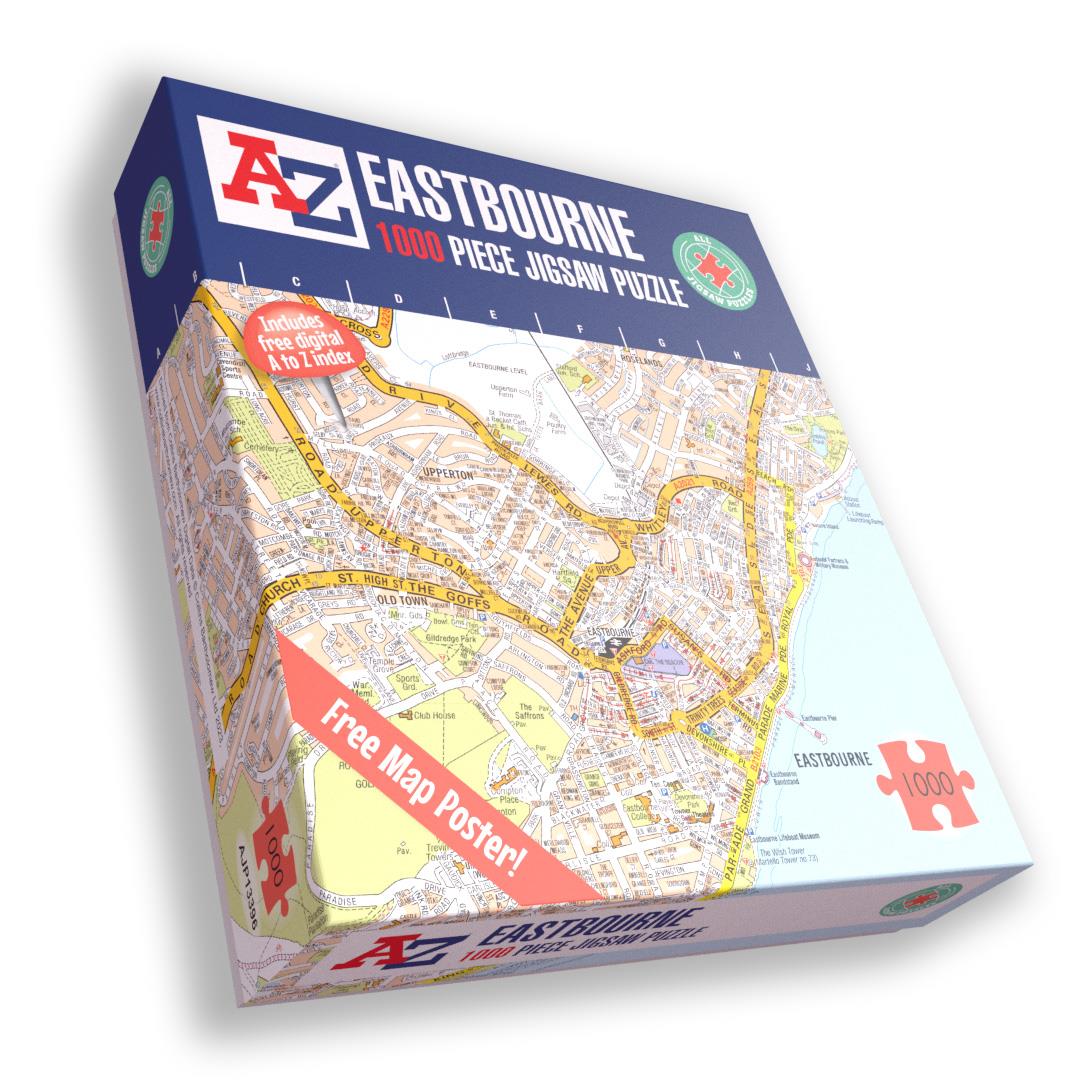 A to Z Map of Eastbourne 1000 Piece Jigsaw Puzzle with Guide Print & Street Index – Collins City Map Puzzle