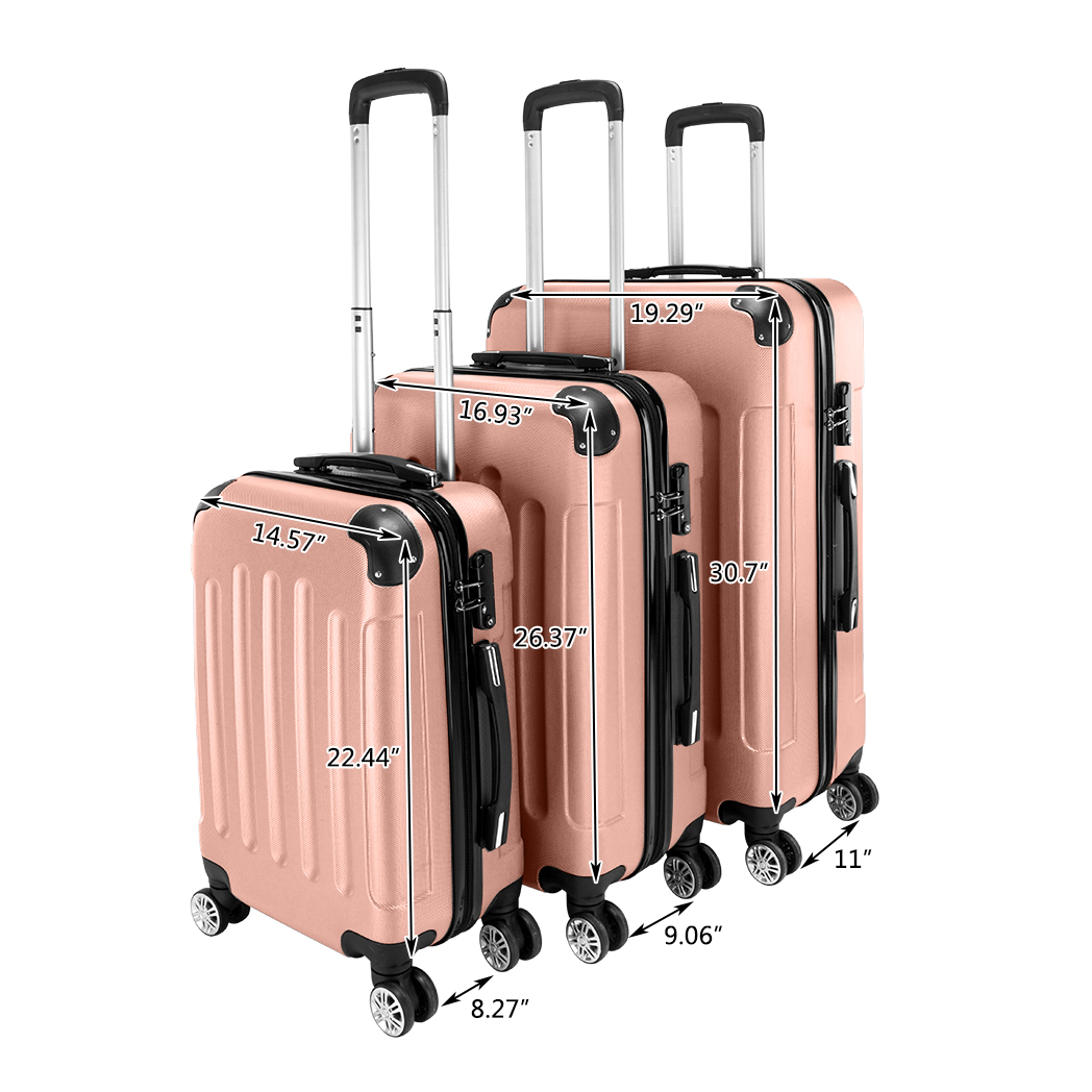 3 Piece Lightweight ABS Spinner Luggage Set with Carry-On Case & 360° Wheels – Hard Shell Suitcases