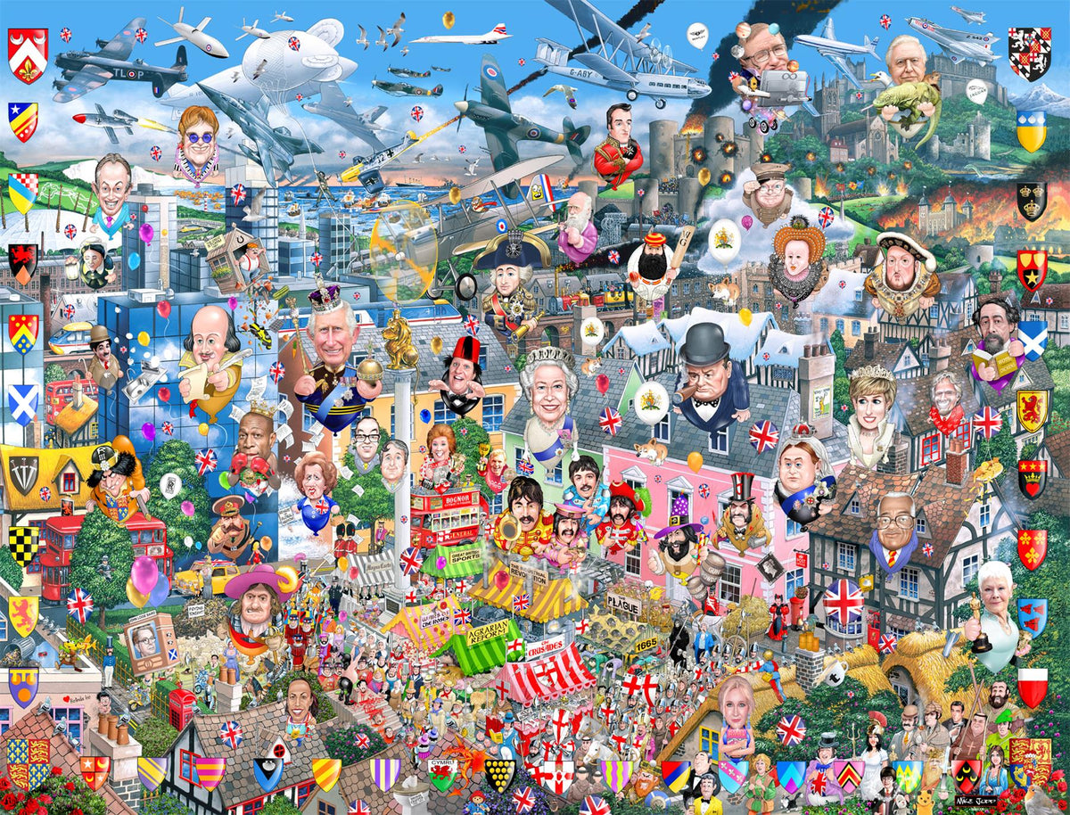 Mike Jupp I Love Great Britain Too! 1000 Piece Jigsaw Puzzle – Made in Britain, Recycled Board