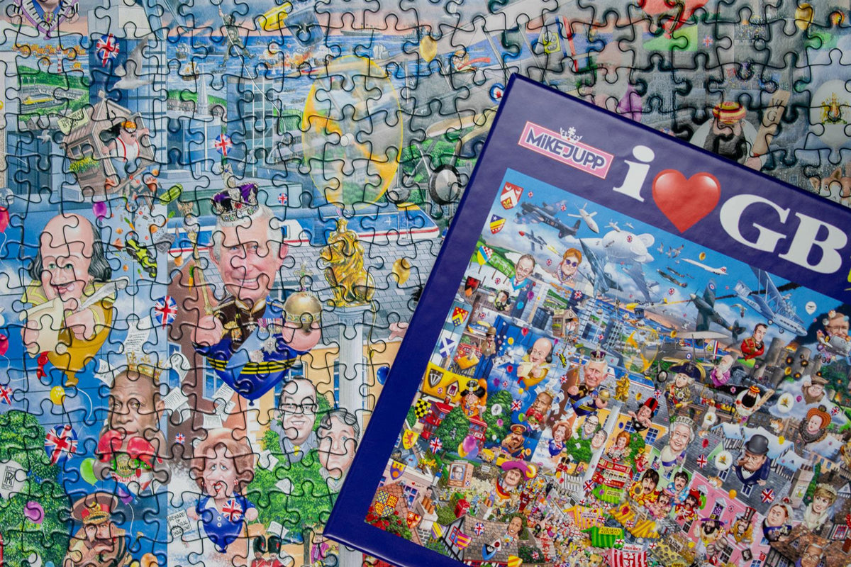 Mike Jupp I Love Great Britain Too! 1000 Piece Jigsaw Puzzle – Made in Britain, Recycled Board