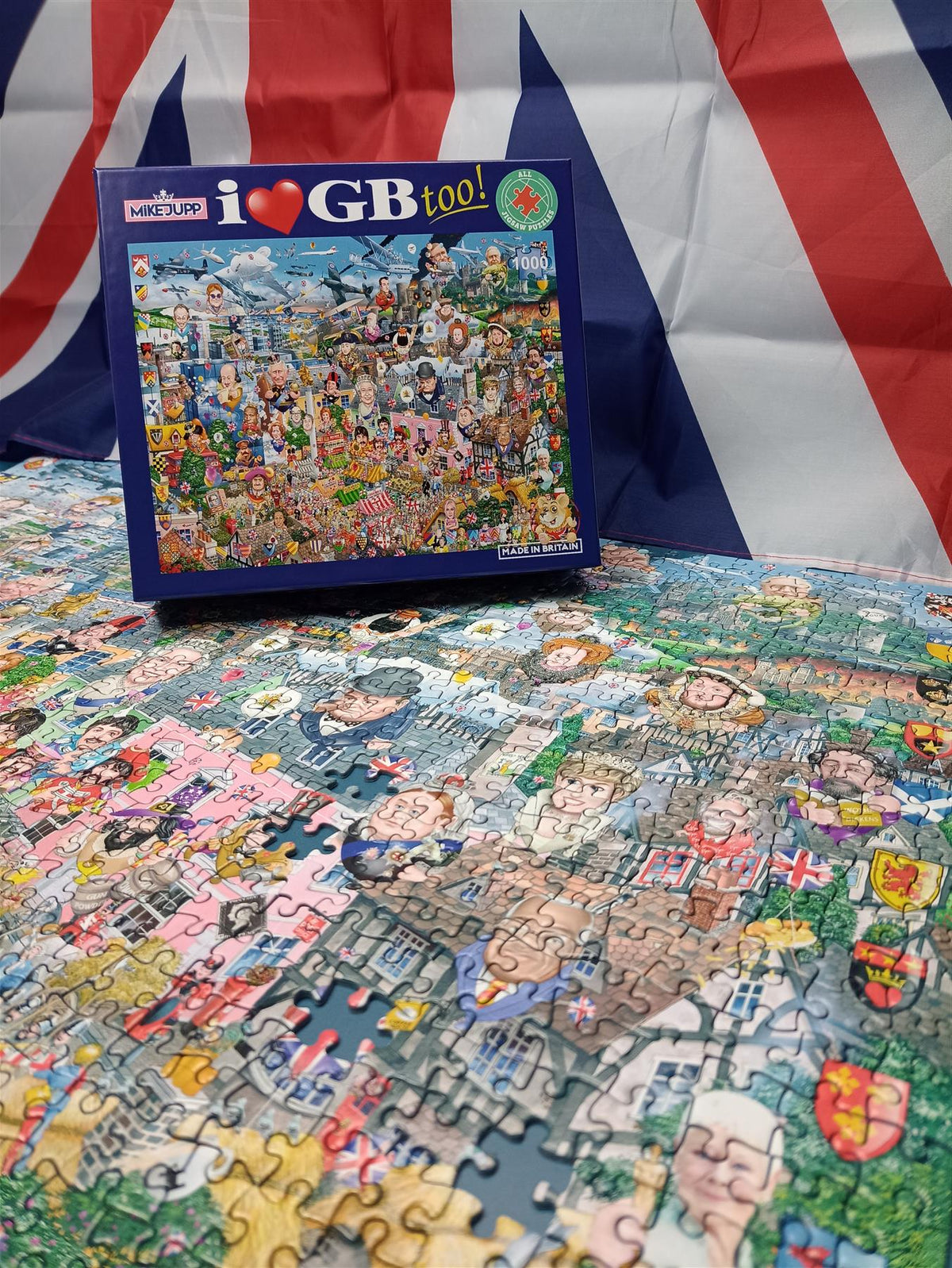 Mike Jupp I Love Great Britain Too! 1000 Piece Jigsaw Puzzle – Made in Britain, Recycled Board