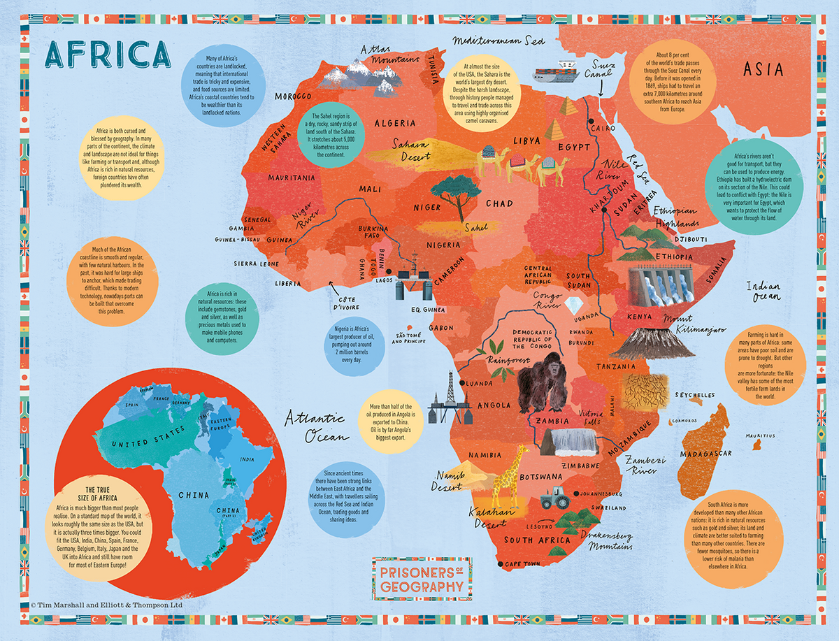 Prisoners of Geography Africa Map 500 Piece Jigsaw Puzzle – Illustrated Political and Geographical Map