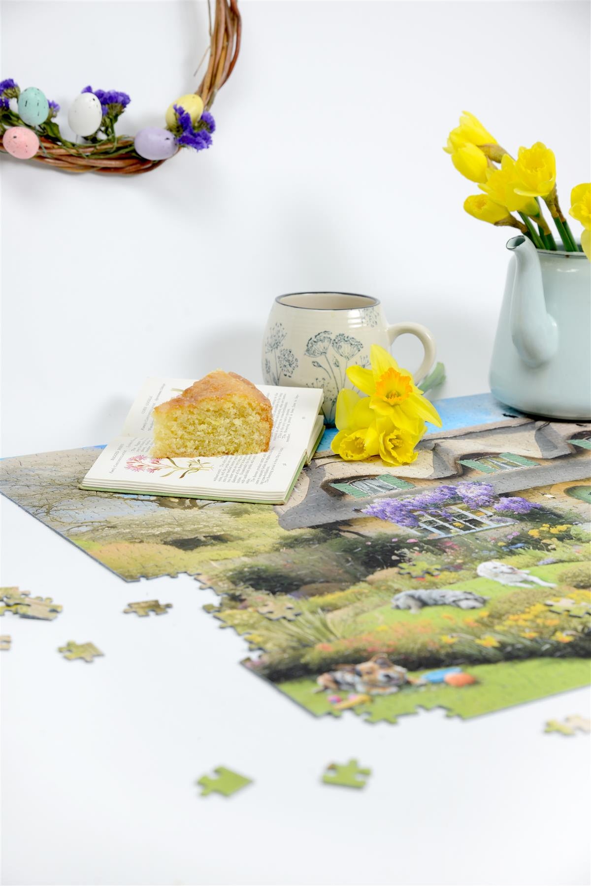 Dogs in a Spring Cottage Garden 1000 Piece Jigsaw Puzzle – Colourful Floral Dog Breeds Puzzle