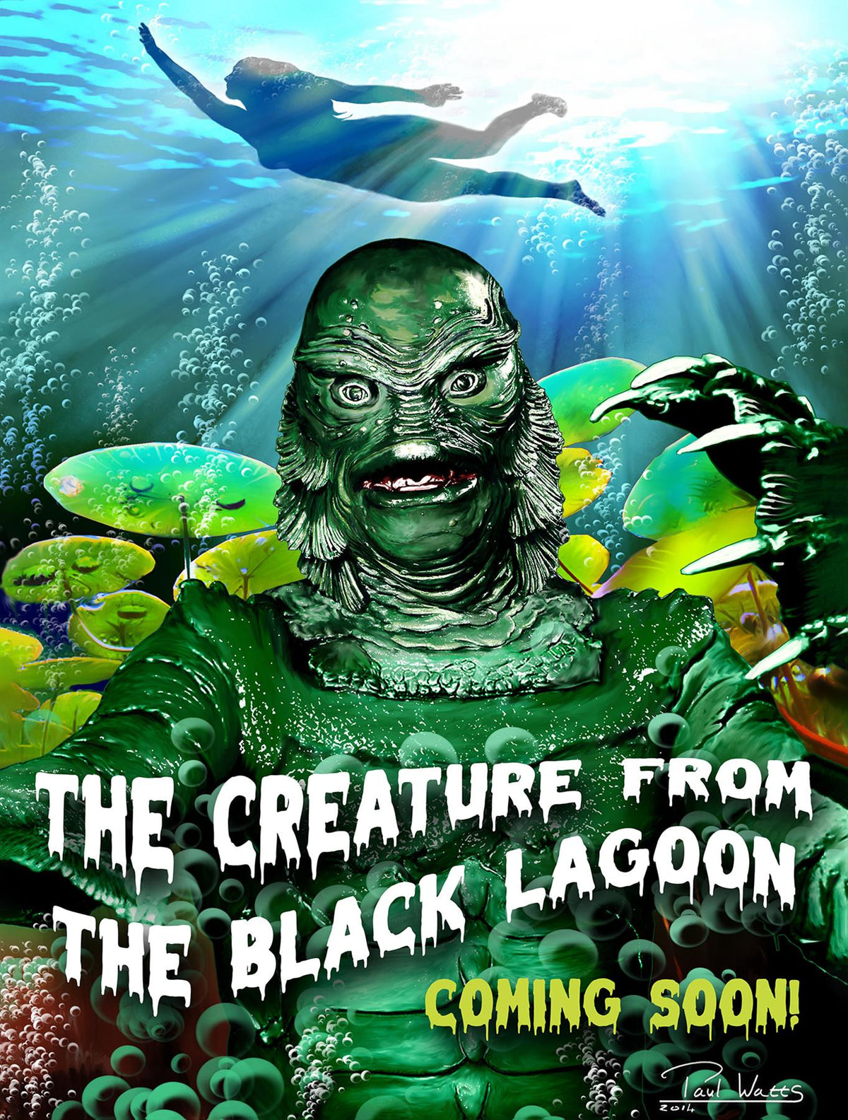 Horror Line Creature from the Black Lagoon 1000 Piece Jigsaw Puzzle – Classic Gill-Man Horror Movie Puzzle