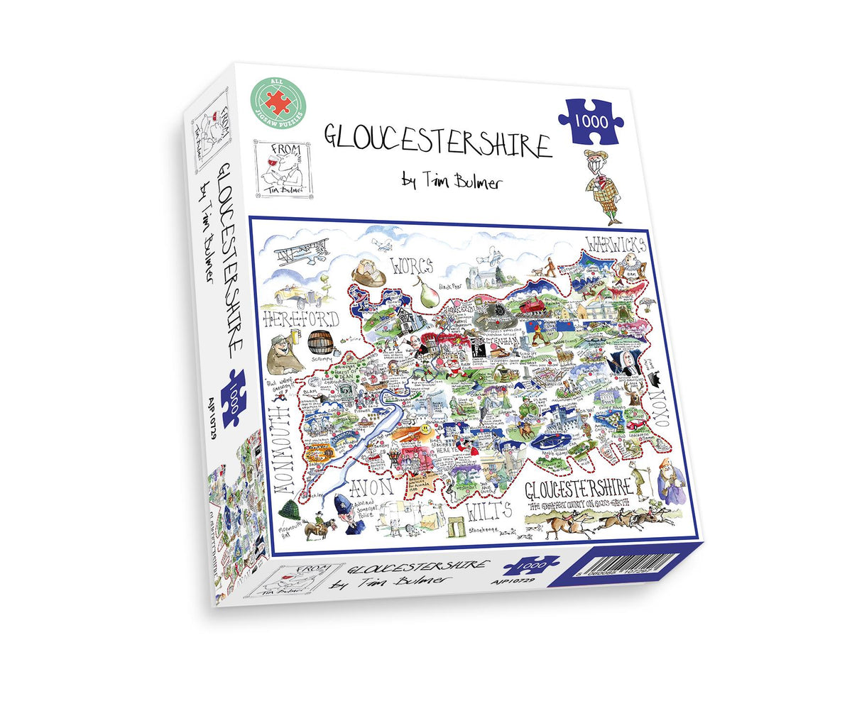 Tim Bulmer Gloucestershire 1000 Piece Jigsaw Puzzle – Humorous County Map, 66 x 50cm