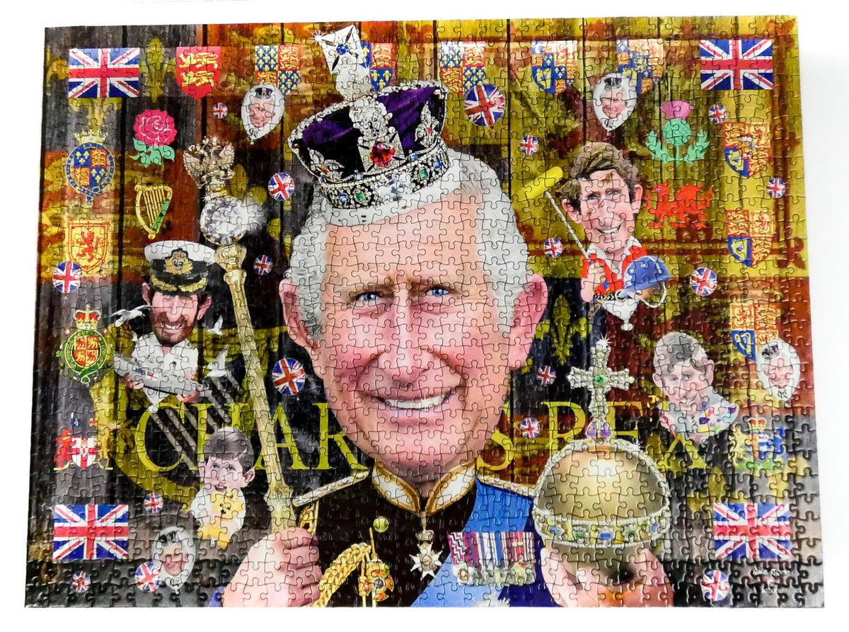 Mike Jupp Fit for a King 1000 Piece Jigsaw Puzzle – King Charles Coronation Caricature, Collectors' Item