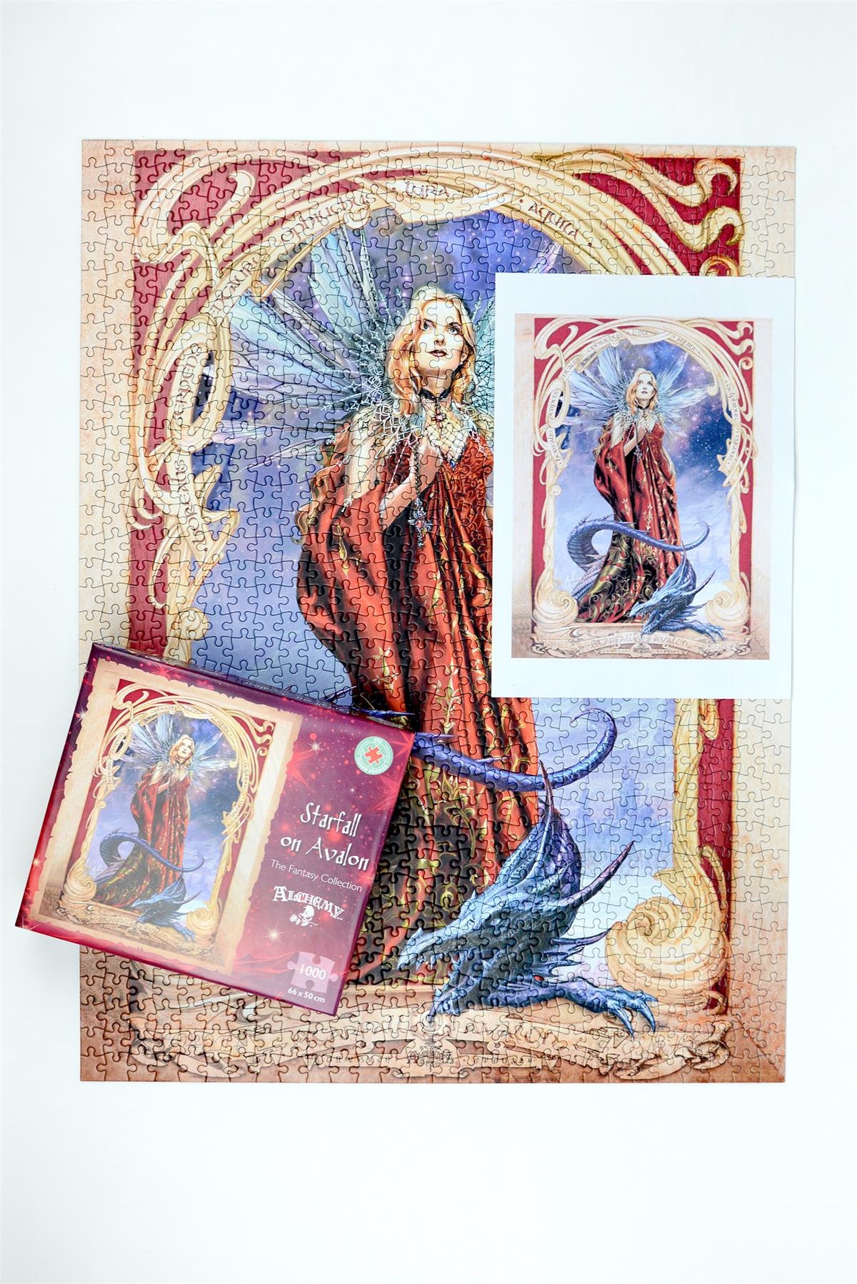 Alchemy Starfall on Avalon 1000 Piece Jigsaw Puzzle – Fantasy Fairy and Dragon Puzzle