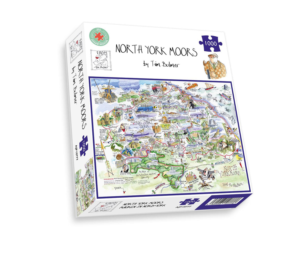 Tim Bulmer North York Moors 1000 Piece Jigsaw Puzzle – Fun Illustrated Map with Local Landmarks