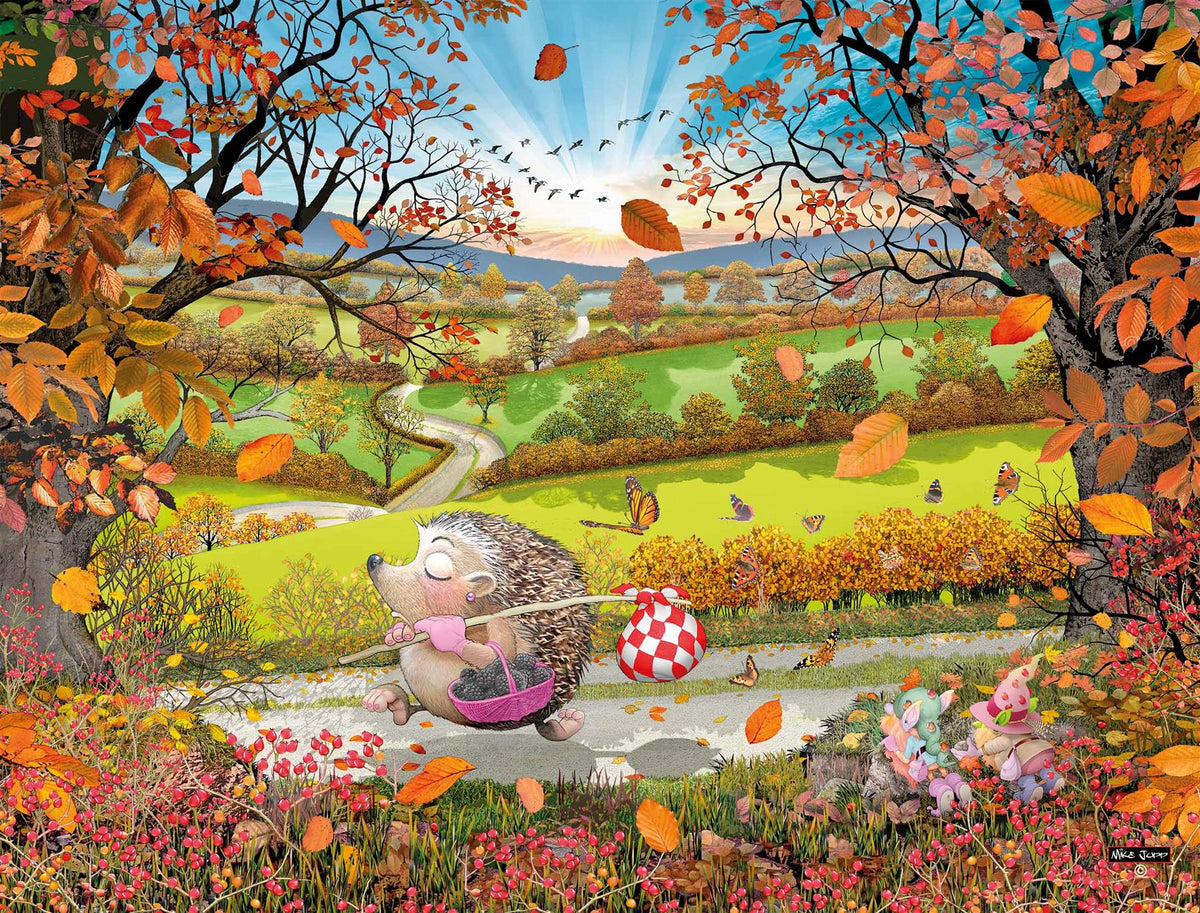 Mike Jupp Priscilla Prickle 1000 Piece Jigsaw Puzzle – Charming Hedgehog Illustration, 66 x 50cm
