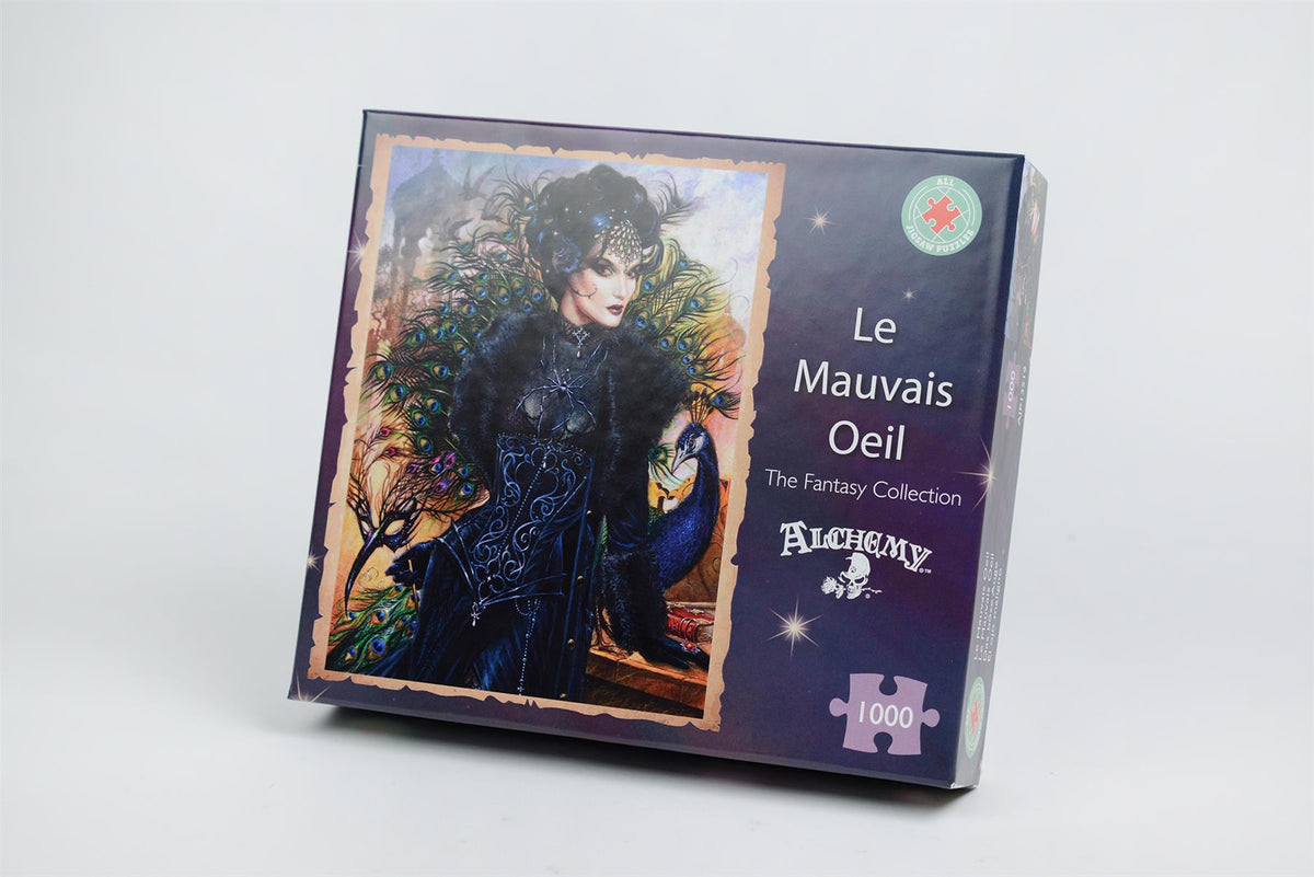 Alchemy Le Mauvais Oeil 1000 Piece Jigsaw Puzzle – Dark Fantasy Peacock Puzzle, 66 x 50 cm