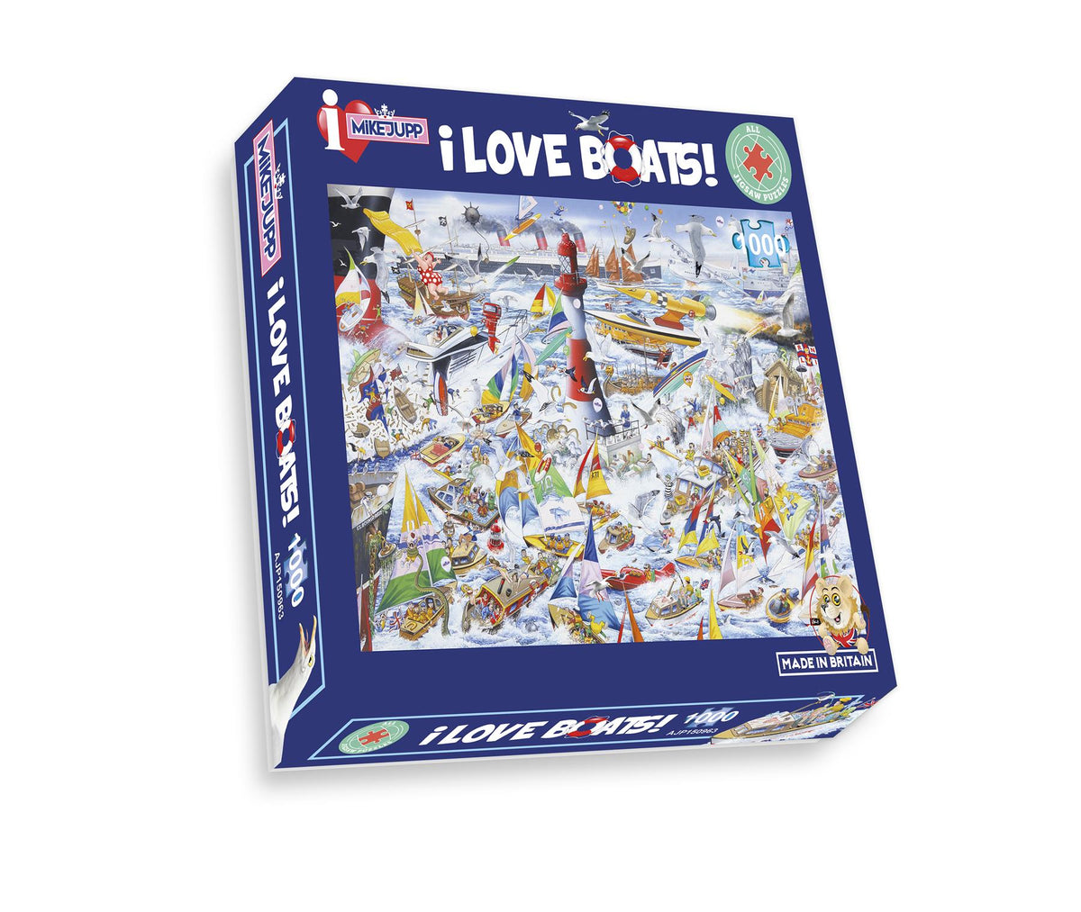 Mike Jupp I Love Boats 1000 Piece Jigsaw Puzzle – Chaotic Sailing Scene, Made in Britain, 66 x 50cm