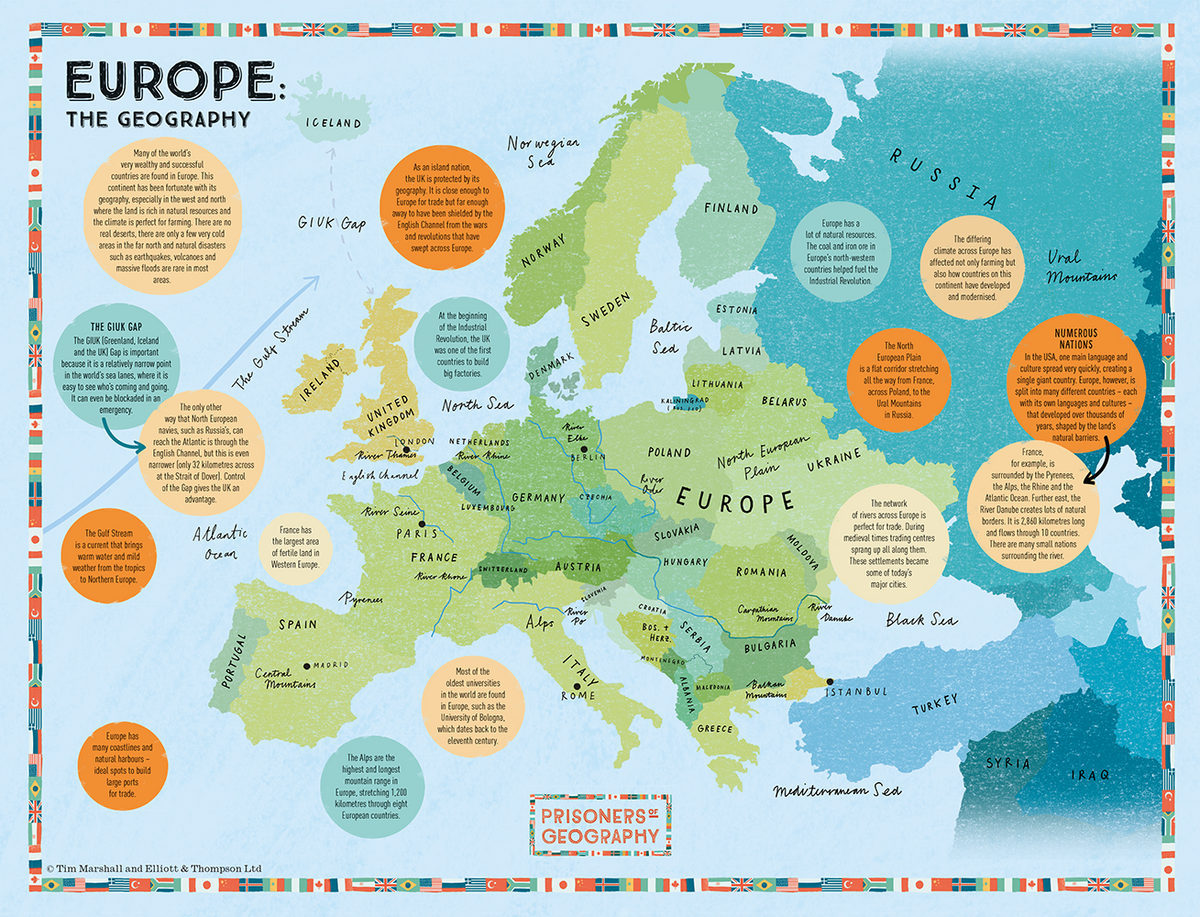 Prisoners of Geography Europe Map 500 Piece Jigsaw Puzzle – Illustrated Educational Map Puzzle