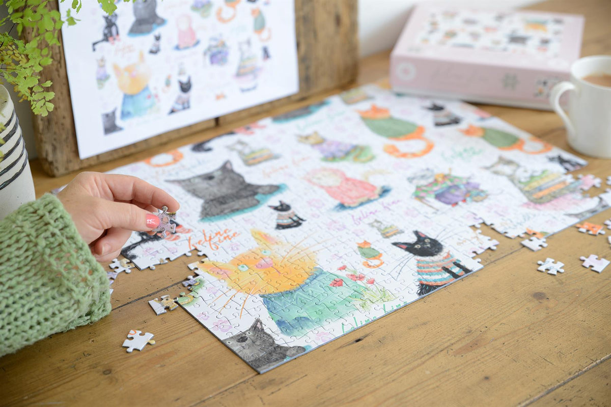 All Jigsaw Puzzles Feline Fine 500 Piece Jigsaw Puzzle – Cats in Jumpers by Catherine Redgate, 50 x 38cm