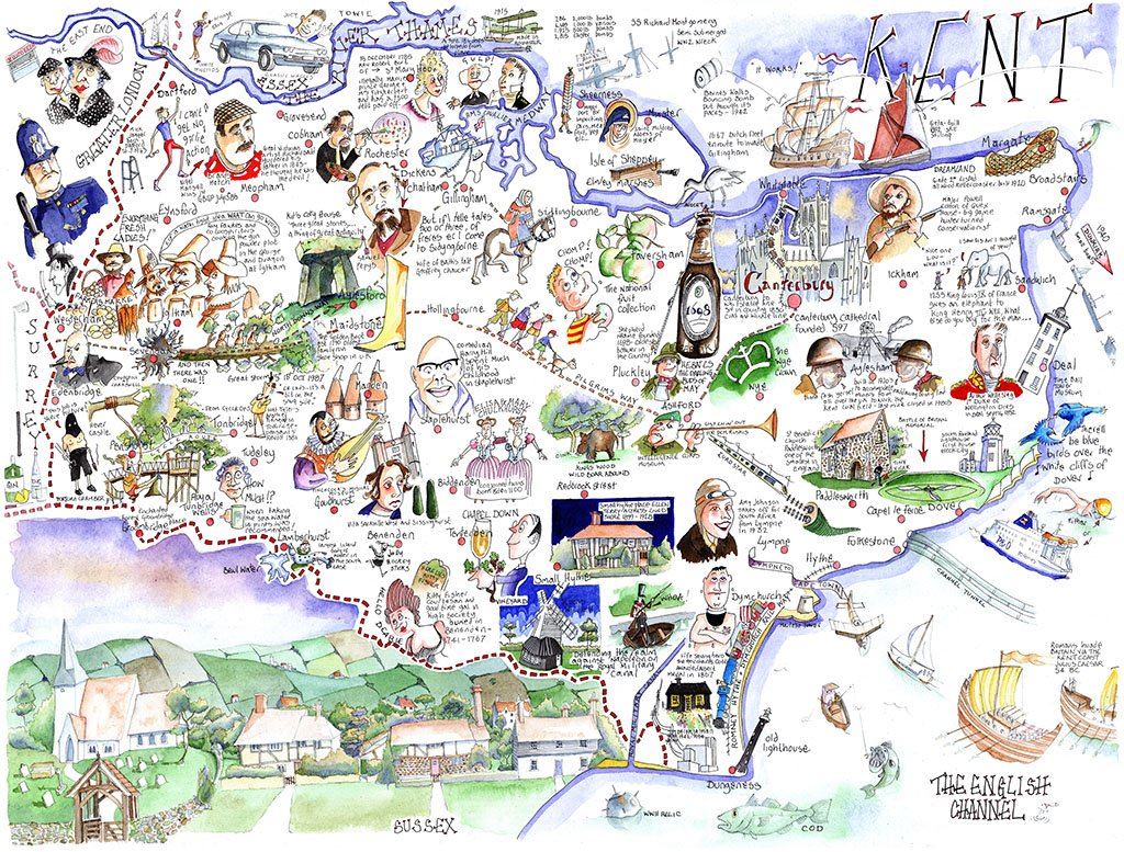 Tim Bulmer Kent 1000 Piece Jigsaw Puzzle – Funny County Map Puzzle, 66 x 50cm