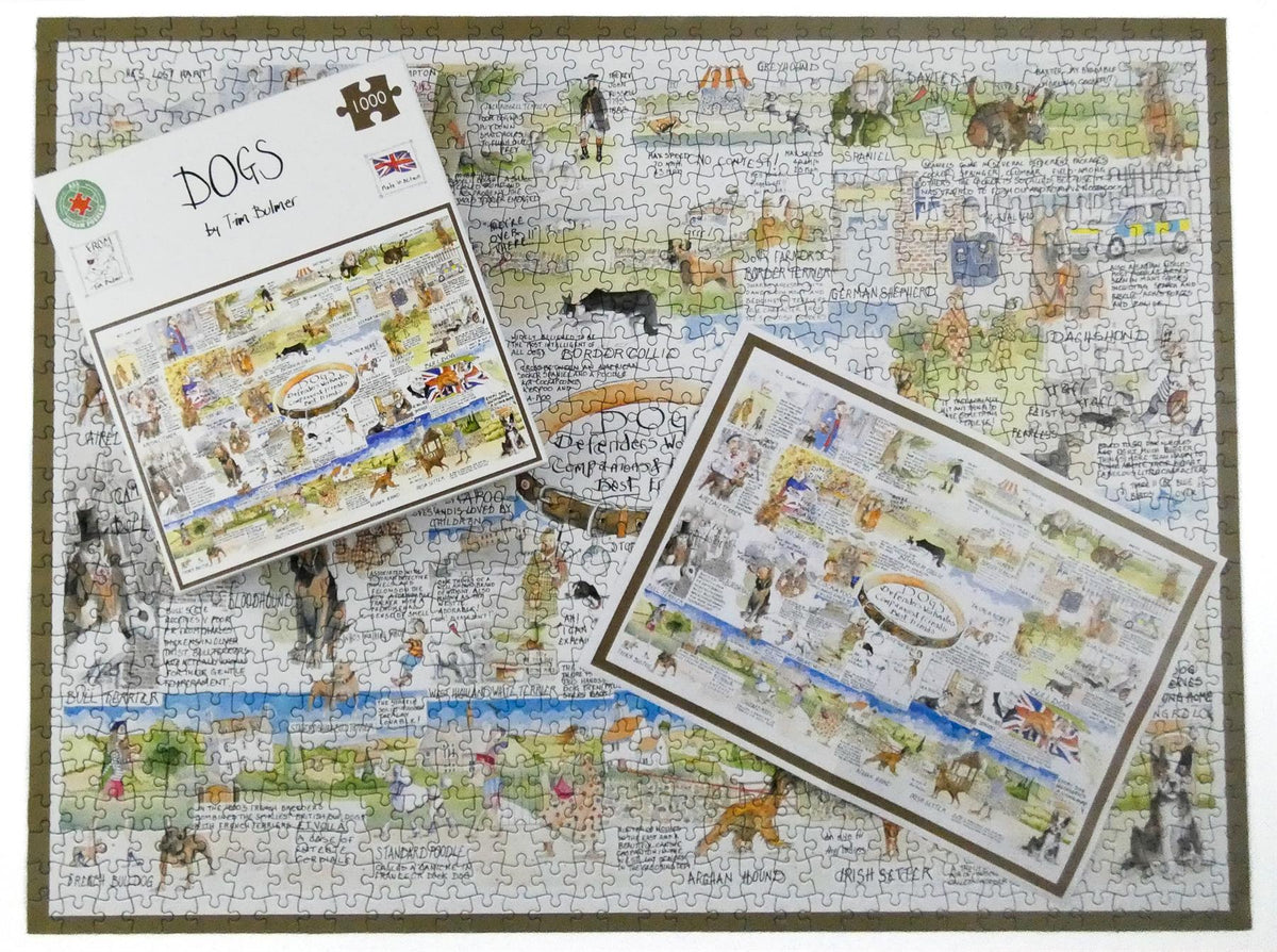Tim Bulmer Dogs 1000 Piece Jigsaw Puzzle – Fun Dog Facts Puzzle for Dog Lovers, 66 x 50cm