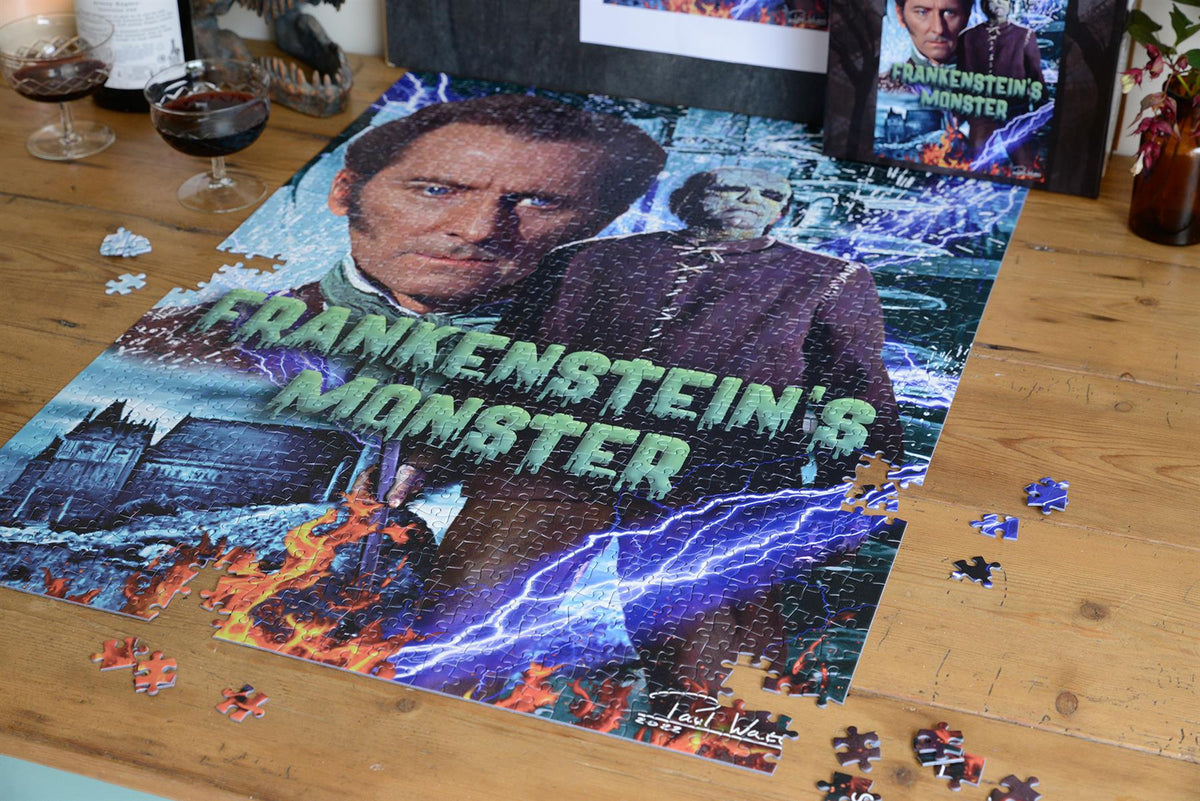 Horror Line Frankenstein's Monster 1000 Piece Jigsaw Puzzle – Classic Horror Movie Puzzle, 66 x 50cm