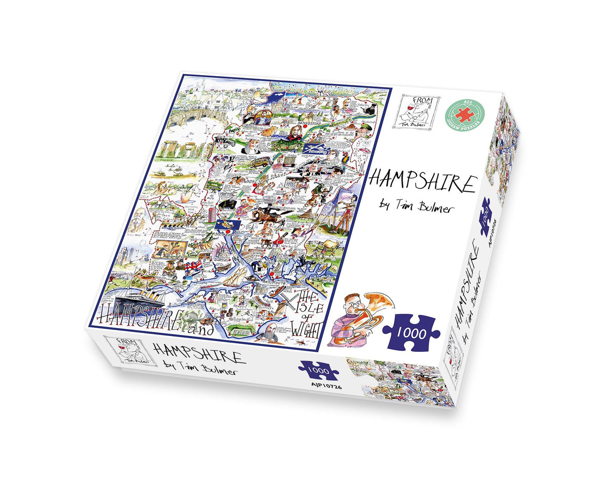 Tim Bulmer Hampshire 1000 Piece Jigsaw Puzzle – Funny County Map with Stonehenge and Highclere Castle