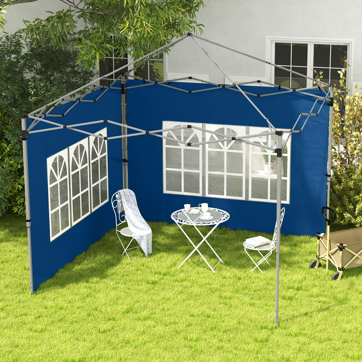 Outsunny Gazebo Side Panels, 2 Pack Oxford Cloth with Windows – Fits 3x3m or 3x4m Pop-Up Gazebos, Blue
