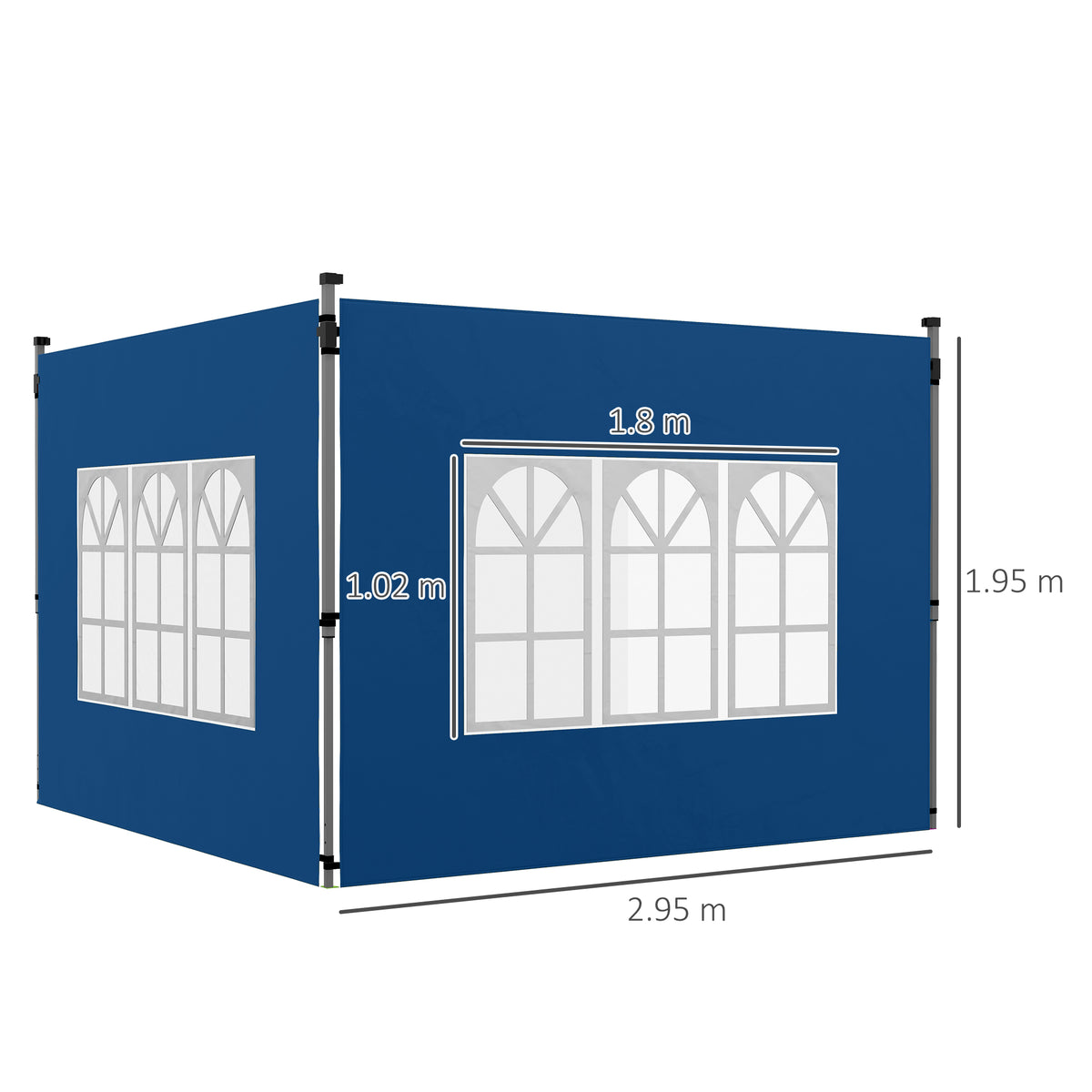 Outsunny Gazebo Side Panels, 2 Pack Oxford Cloth with Windows – Fits 3x3m or 3x4m Pop-Up Gazebos, Blue