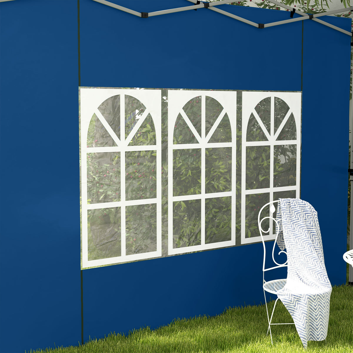 Outsunny Gazebo Side Panels, 2 Pack Oxford Cloth with Windows – Fits 3x3m or 3x4m Pop-Up Gazebos, Blue
