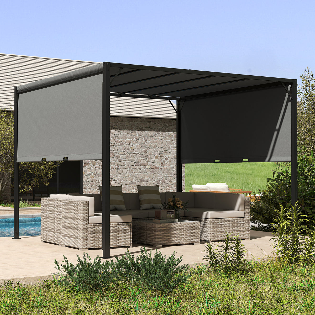 Outsunny 3x3m Light-Duty Canopy Tent with Steel Frame & Sun-Protective Fabric – Garden Shade, Grey