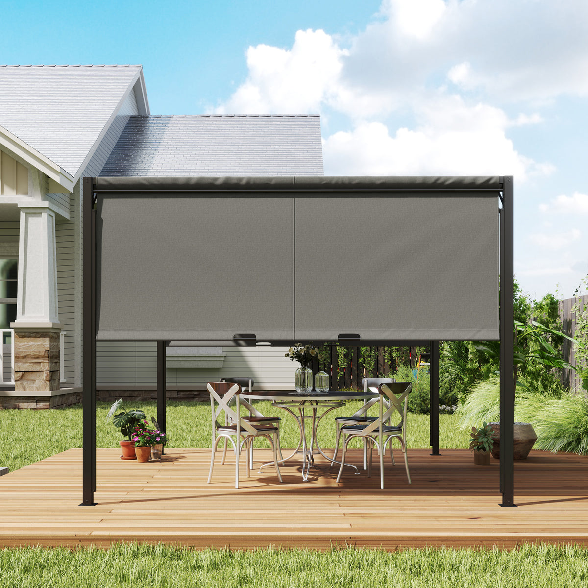 Outsunny 3x3m Light-Duty Canopy Tent with Steel Frame & Sun-Protective Fabric – Garden Shade, Grey