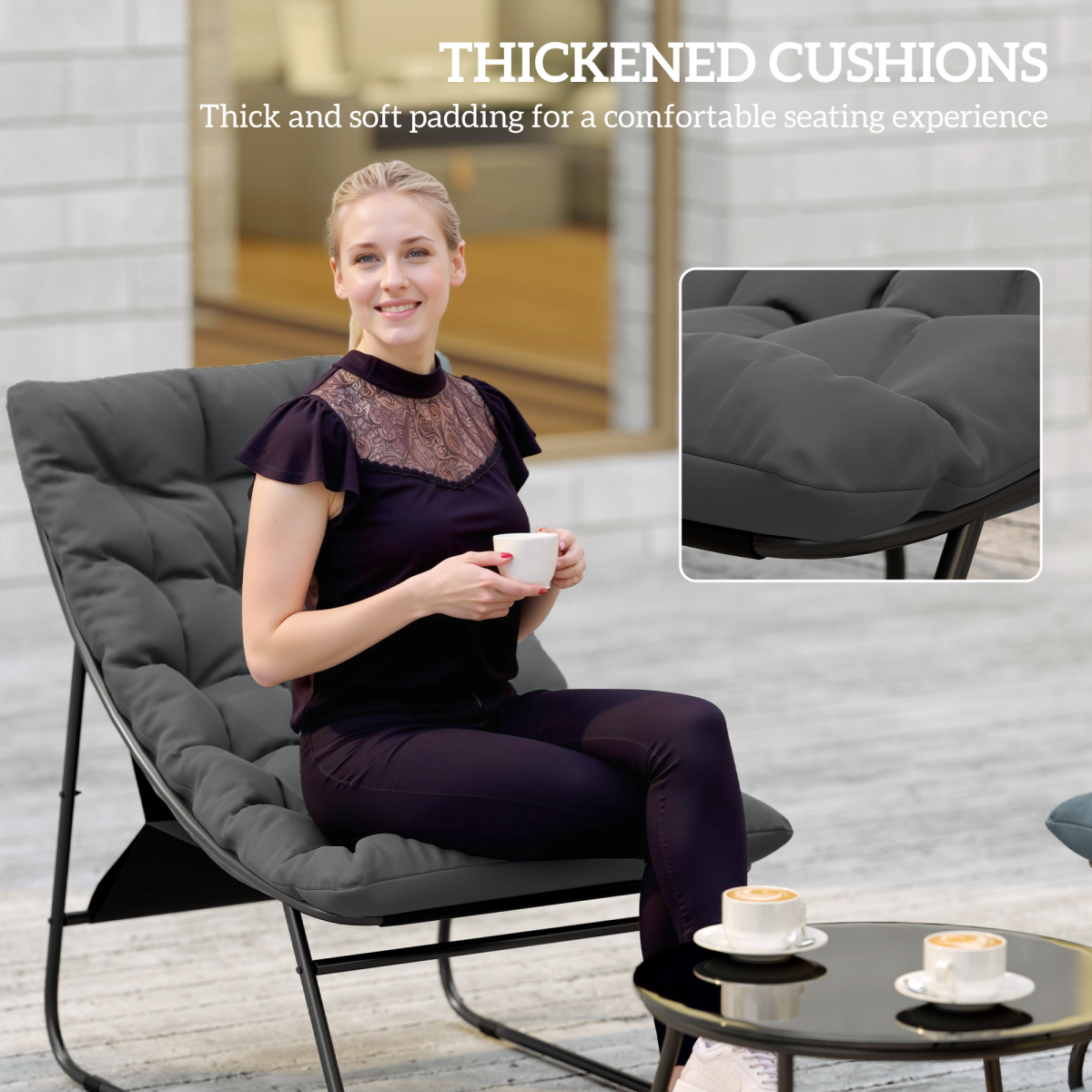 Outsunny garden sofa set round glass-top table