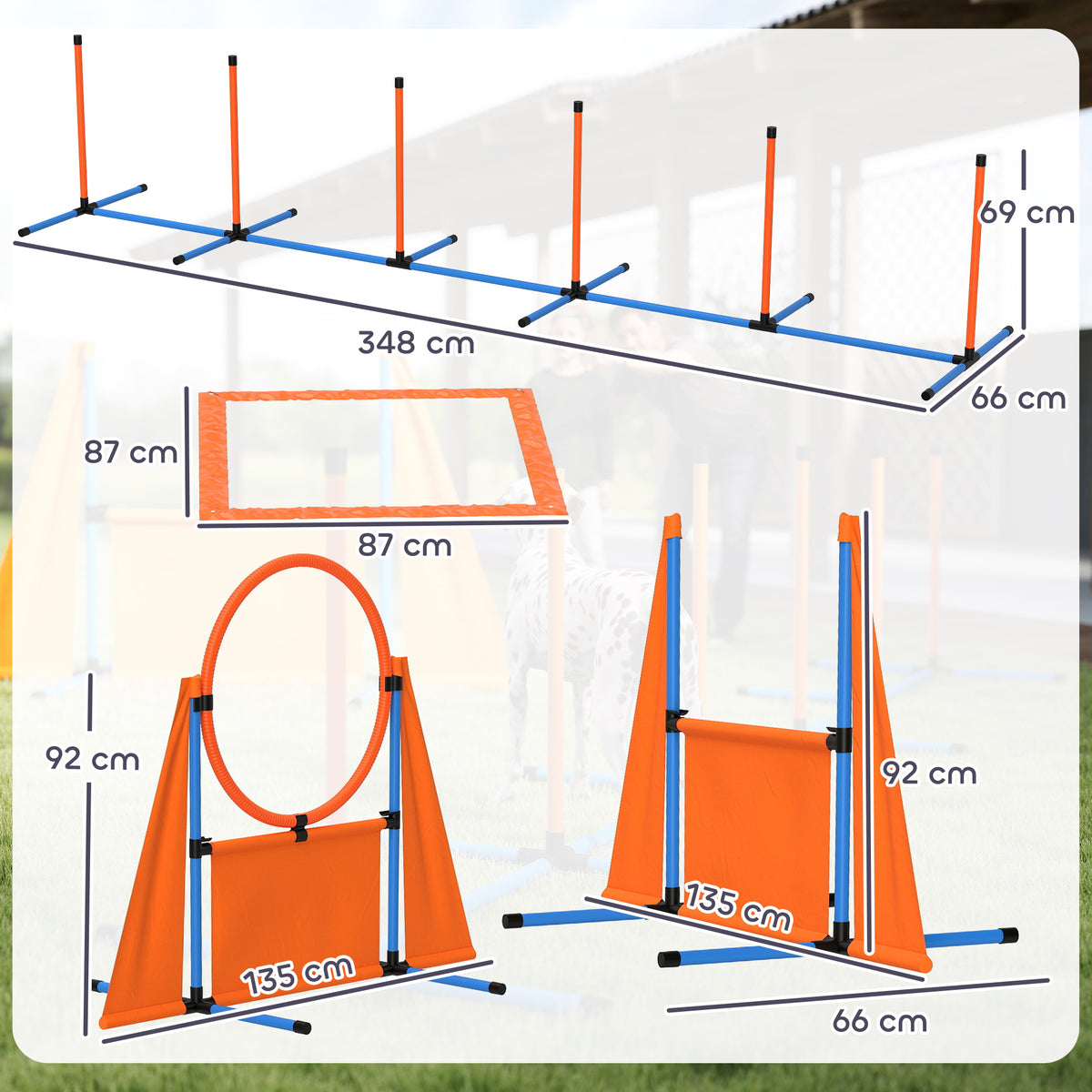 PawHut 6 Piece Dog Agility Equipment with Jumps, Weave Poles, Pause Box & Carry Bag – Obstacle Training Course Kit