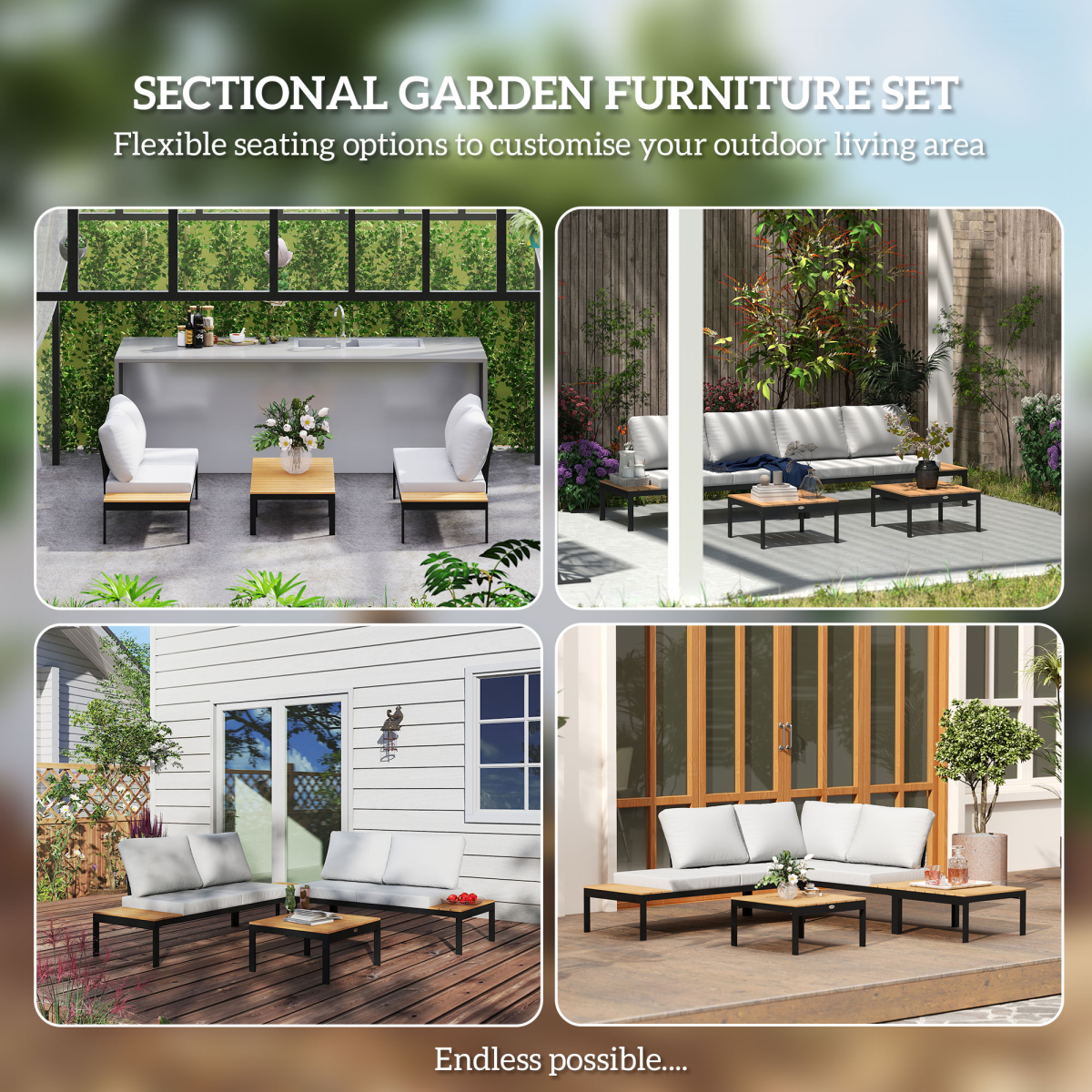 Close-up of the cushions on the Outsunny garden corner sofa set