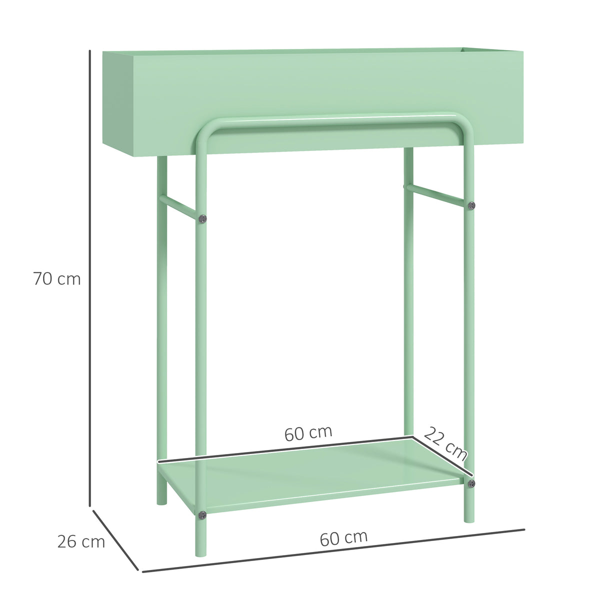 Outsunny Two-Tier Metal Plant Stand with Drain Holes and Top Fence – Indoor and Outdoor Pot Display, Green