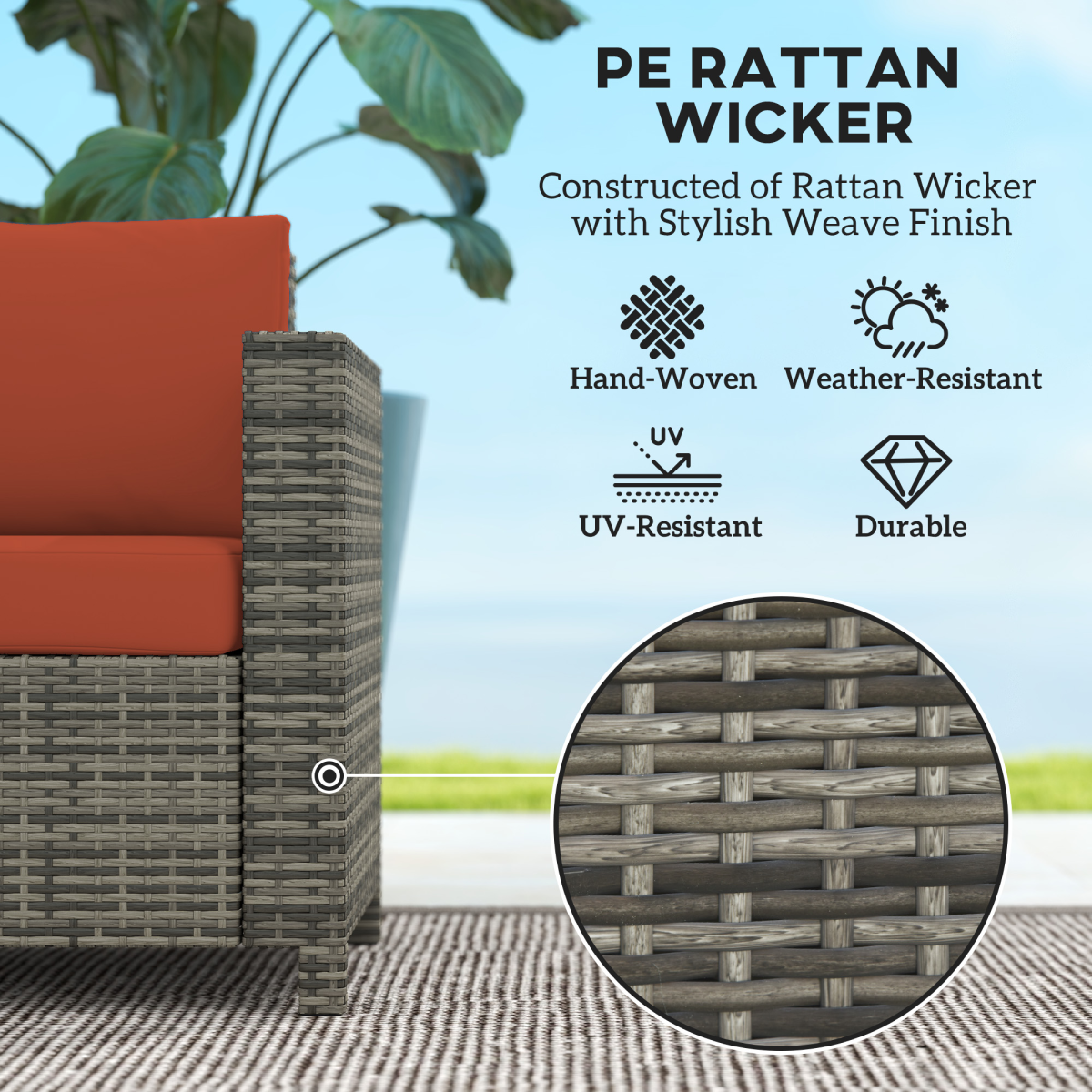 Outsunny rattan sofa steel frame detail