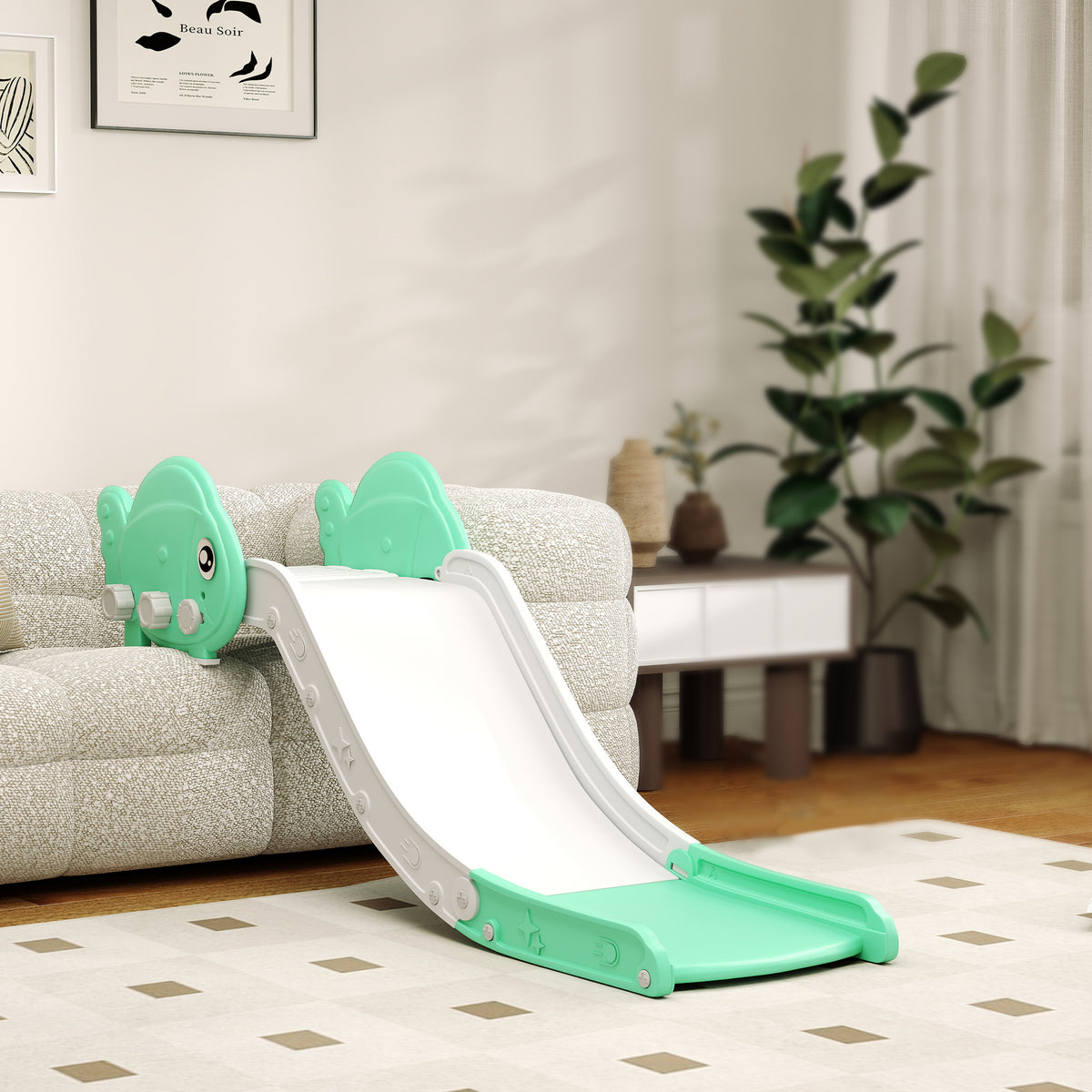 AIYAPLAY Kids Sofa Slide with 130cm Extended Length & Anti-Slip Pad – Foldable Indoor Toddler Slide