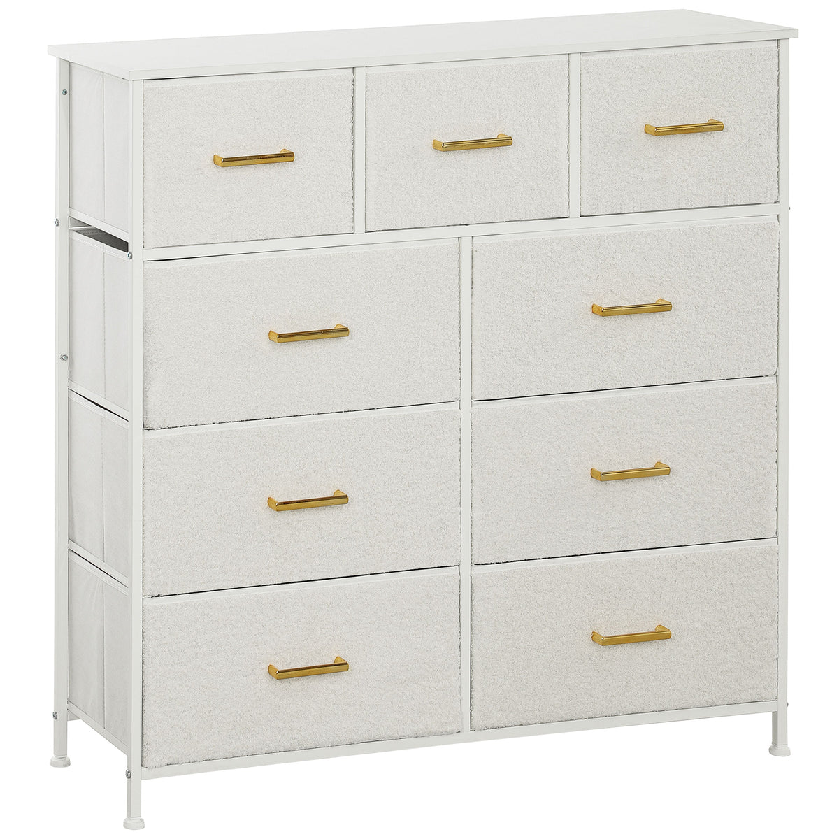 Cream boucle 9 drawer storage unit
