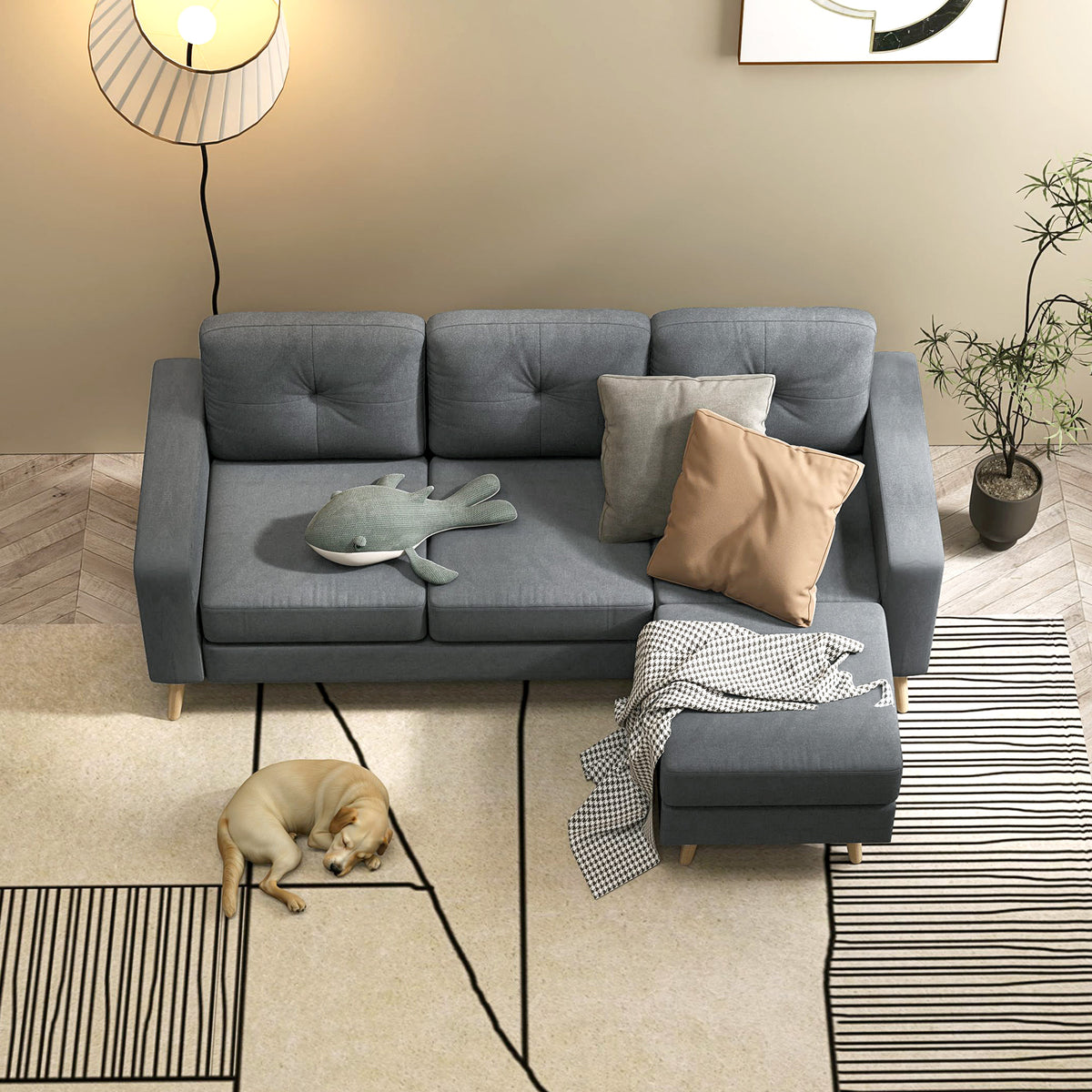 HOMCOM L-Shaped Sofa dimensions diagram