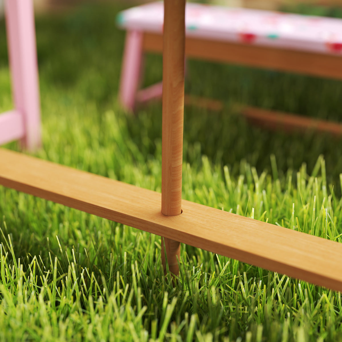 AIYAPLAY Kids Picnic Table and Bench Set with Foldable Umbrella & Storage Boxes – Wooden Garden Furniture, Pink