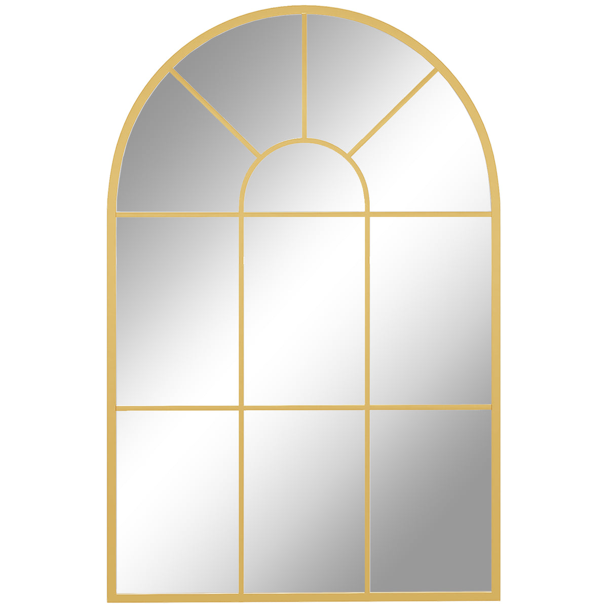 HOMCOM Modern Arched Window Wall Mirror for Bedroom, 91x60cm, Gold Tone