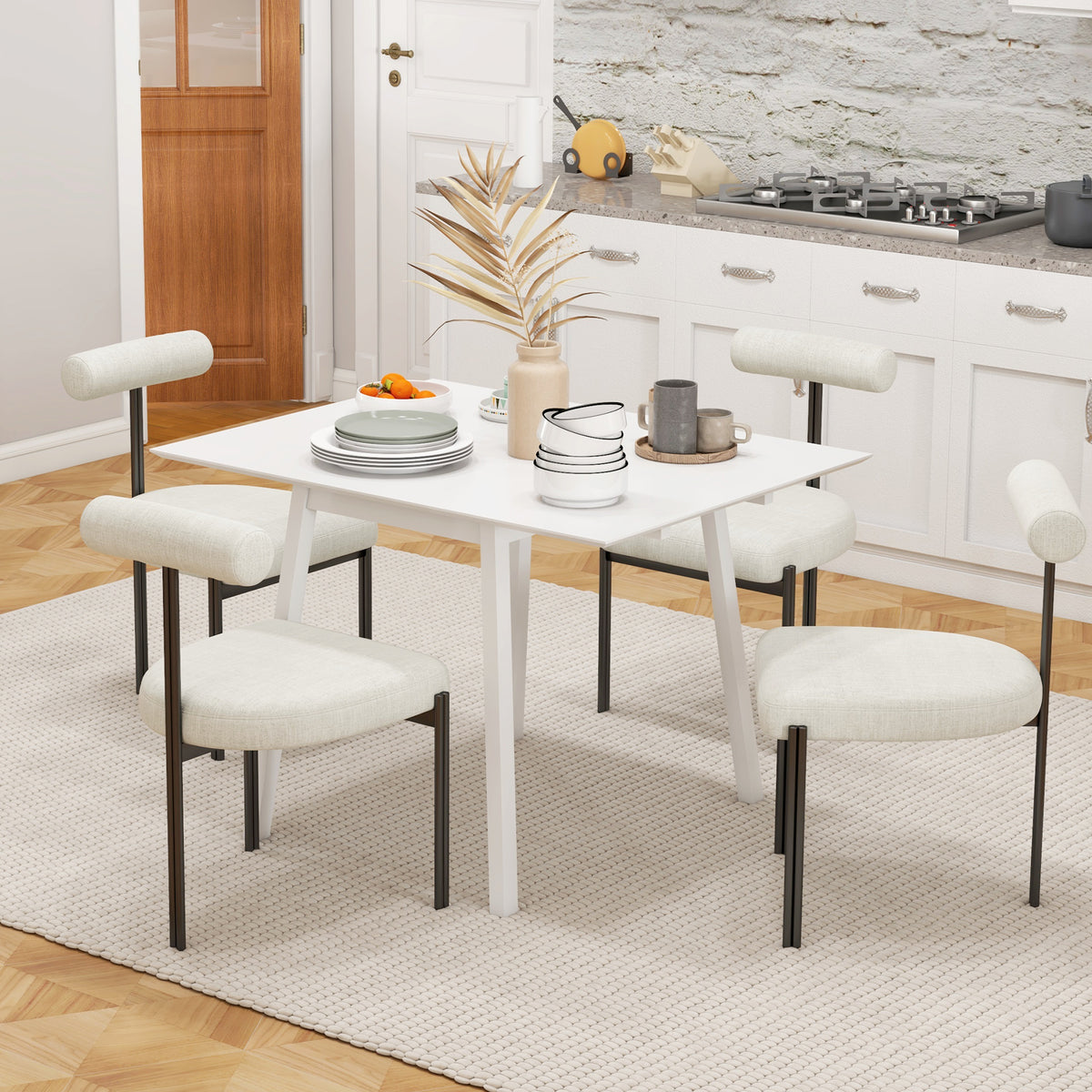 HOMCOM Extendable Drop Leaf Kitchen Table for 2–4 with Pine Wood Frame – Space-Saving Dining Table, White
