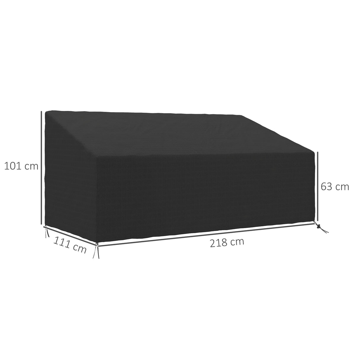 Outsunny 3 Seater Garden Sofa Cover – Waterproof 600D Oxford Fabric Rain Protector with Fixing Straps, Black